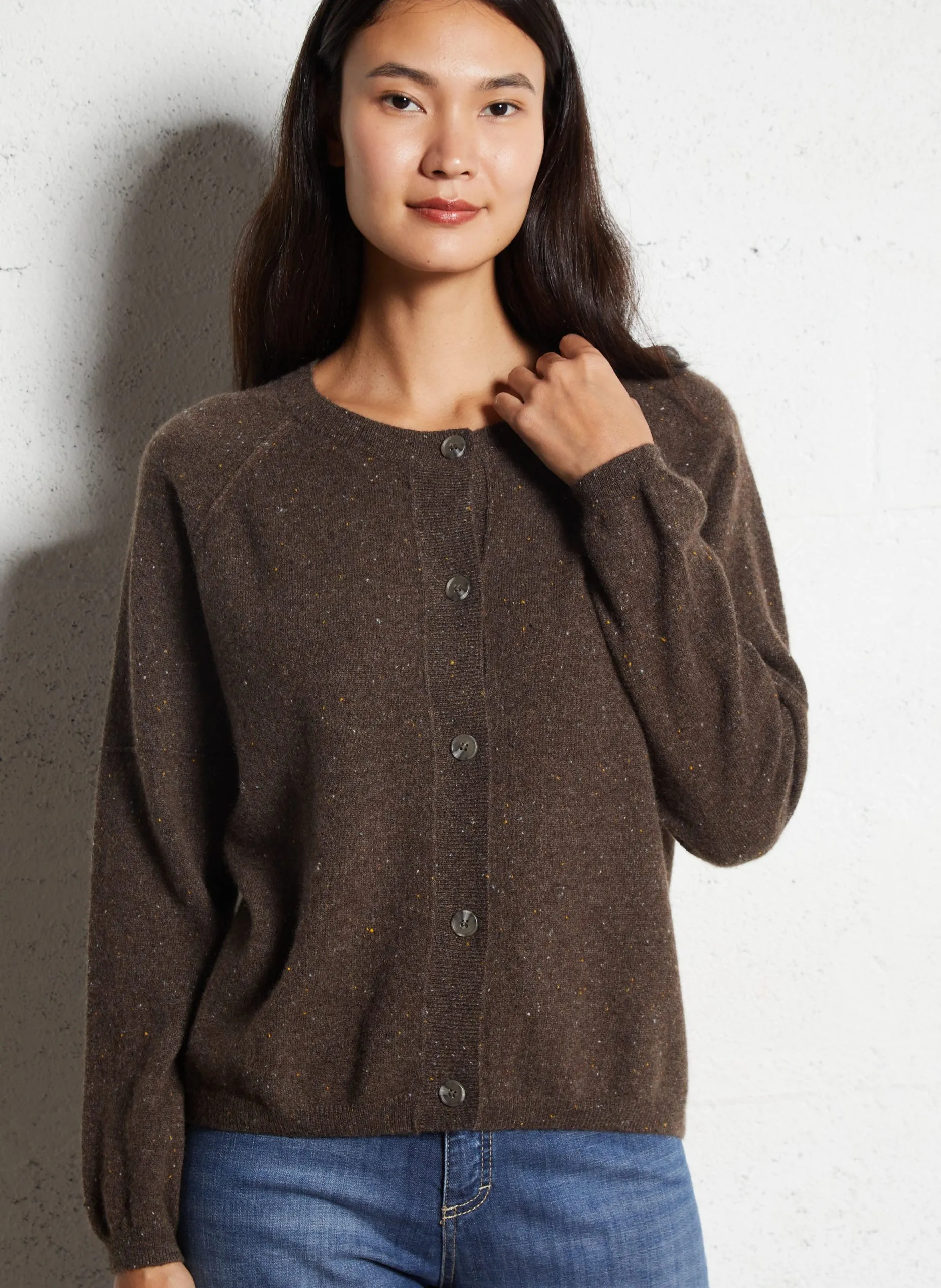 Cardigan moucheté en cachemire Marron BILLY BIS