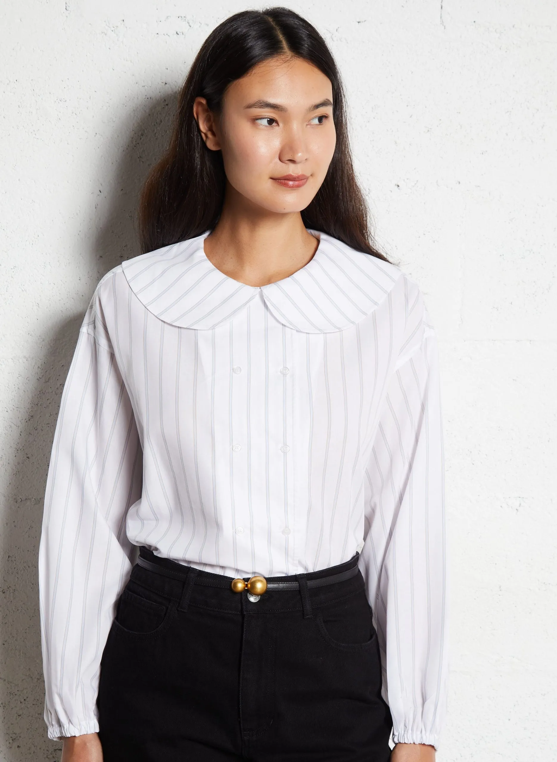 Chemise oversize en coton mélangé Blanc