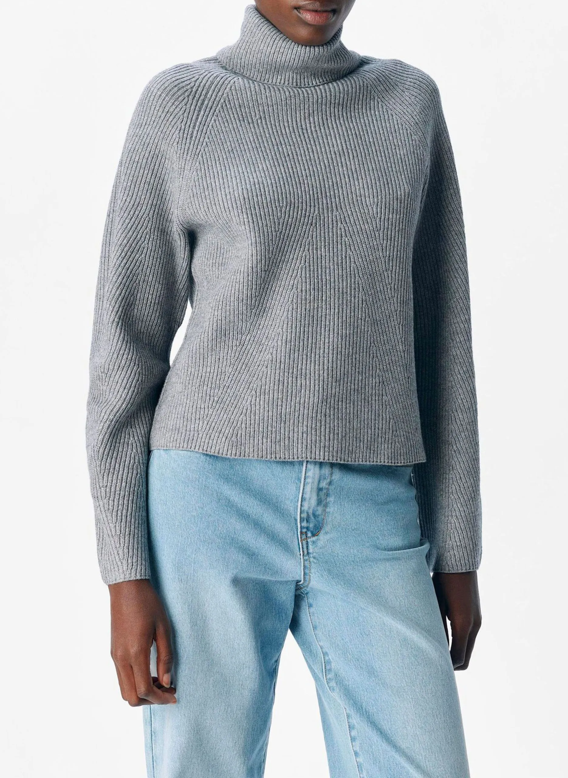 Pull droit col roulé en maille Gris VIOLA