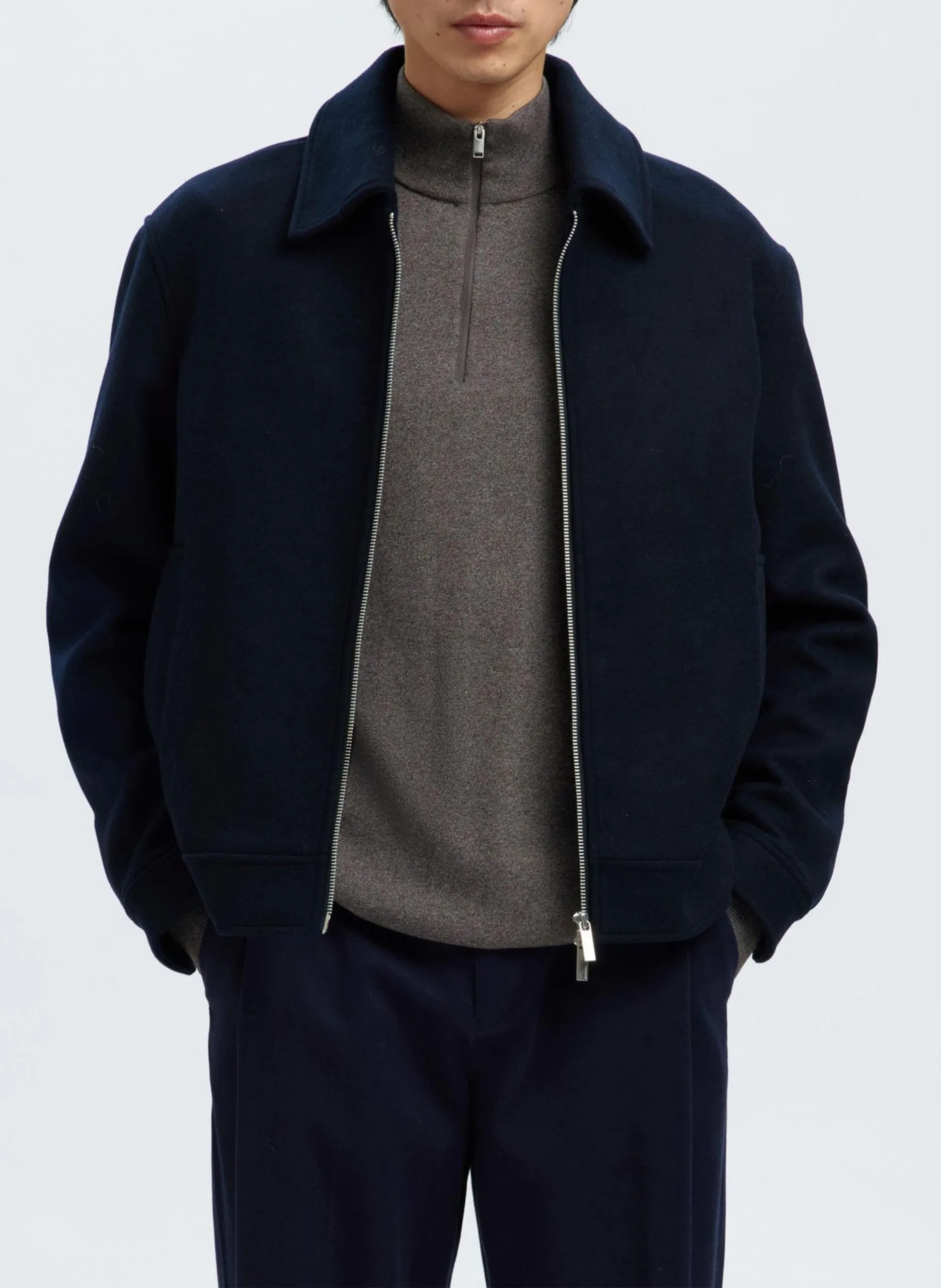 Veste droite en laine recyclée mélangée Bleu PHILIP