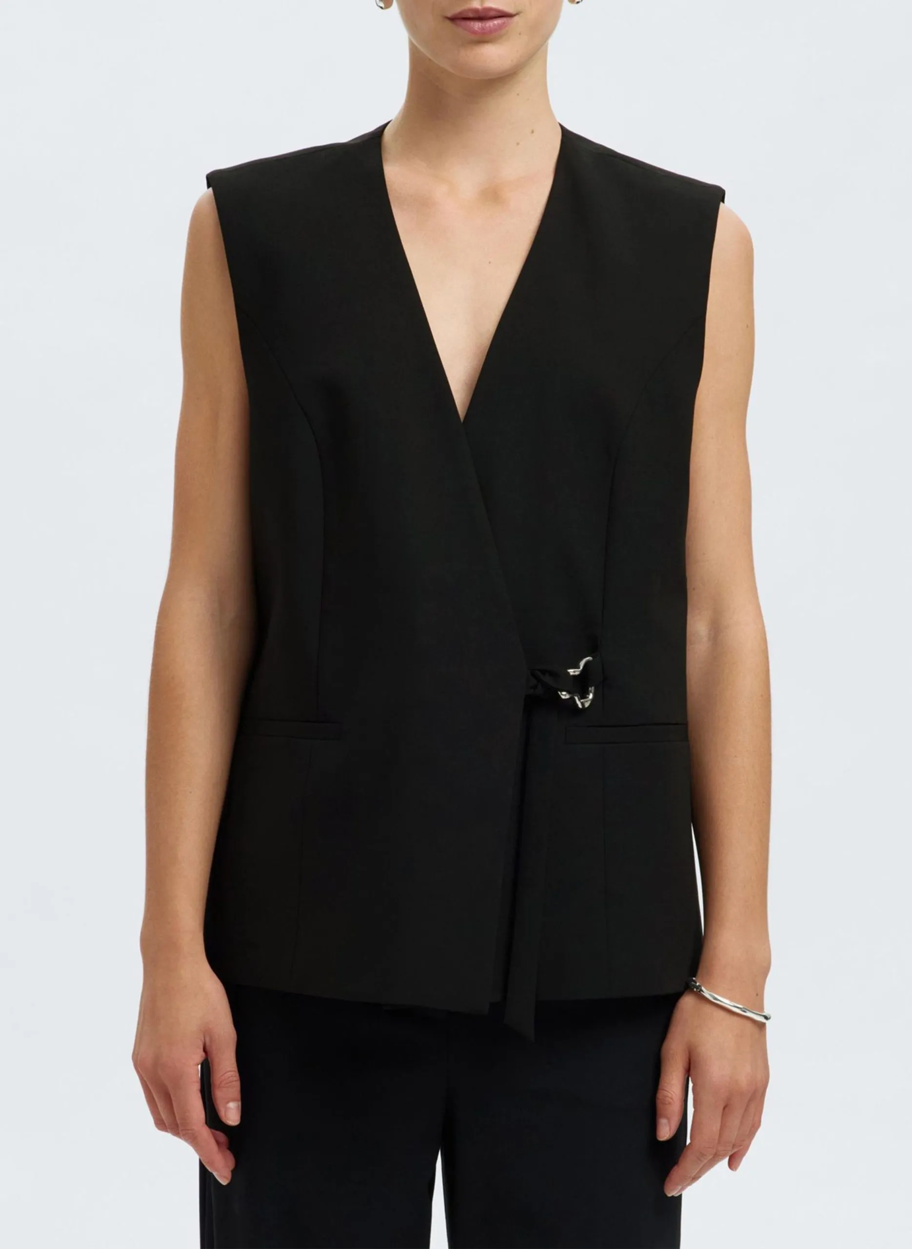 Veste de tailleur sans manches droite Noir AILA