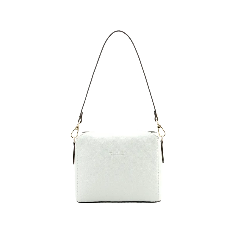 Sac porté épaule - toile enduite garnie cuir de vachette Blanc