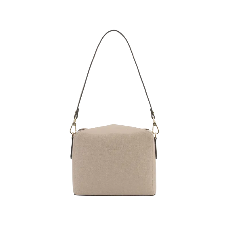 Sac porté épaule - toile enduite garnie cuir de vachette Beige