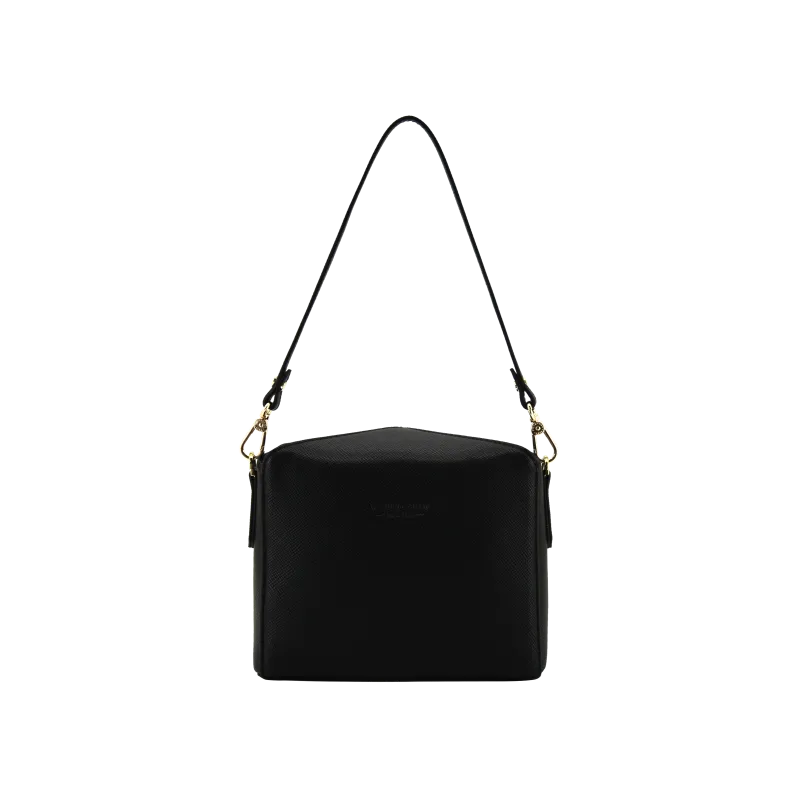 Sac porté épaule - toile enduite garnie cuir de vachette Noir