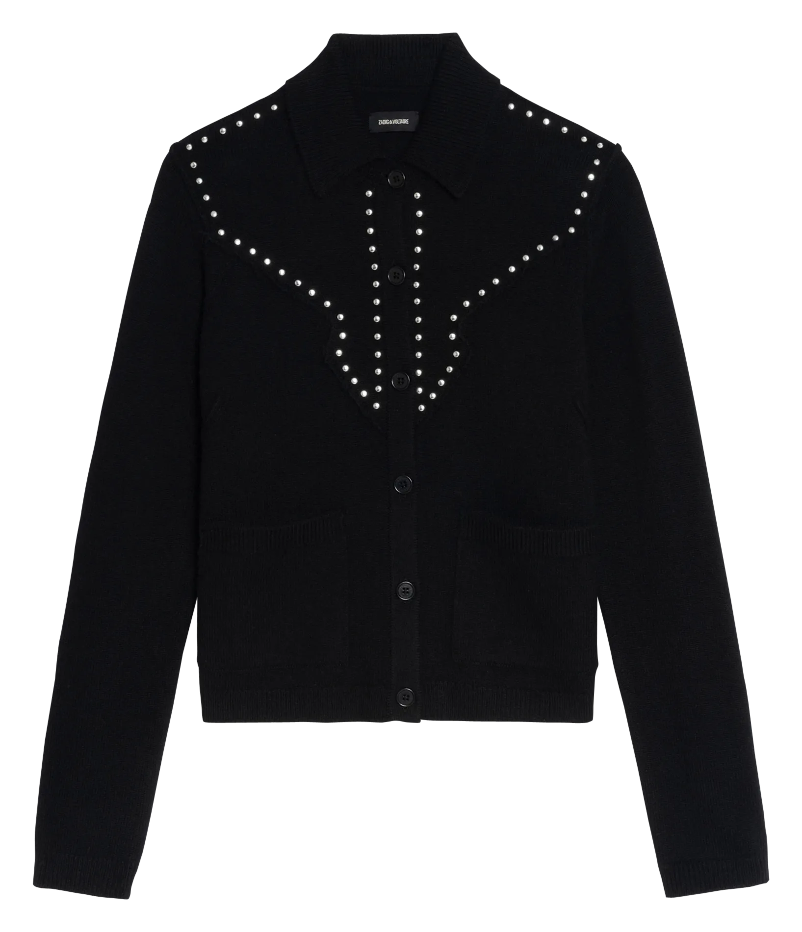 Cardigan droit en laine et cachemire Noir ADANY