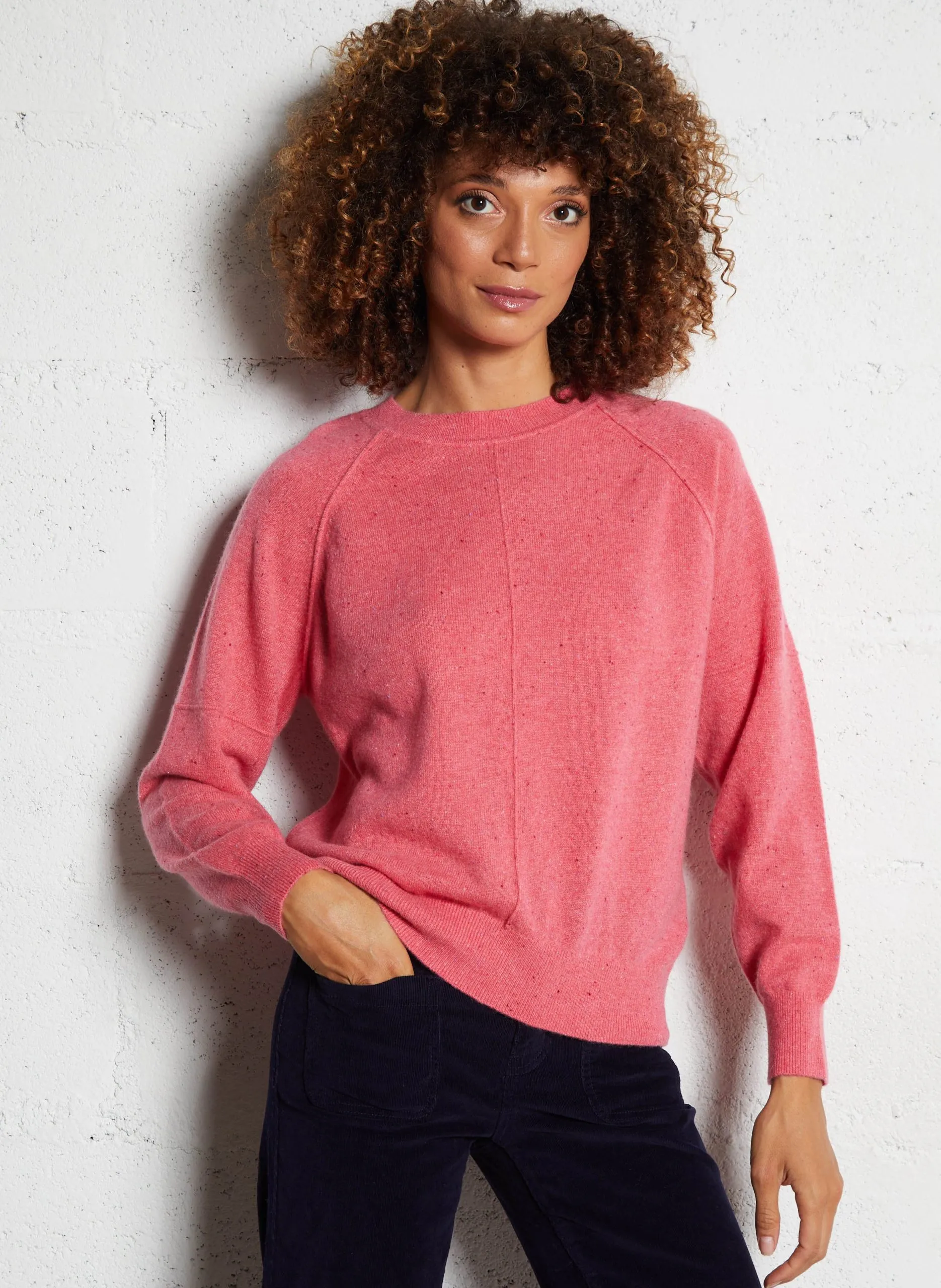 Pull col rond moucheté en cachemire Rouge ARY BIS