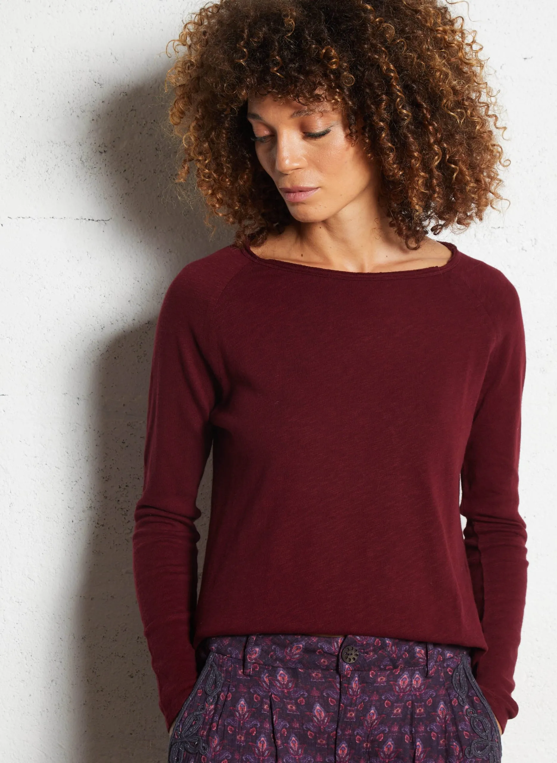 Tee-shirt droit col rond en coton Rouge SONOMA