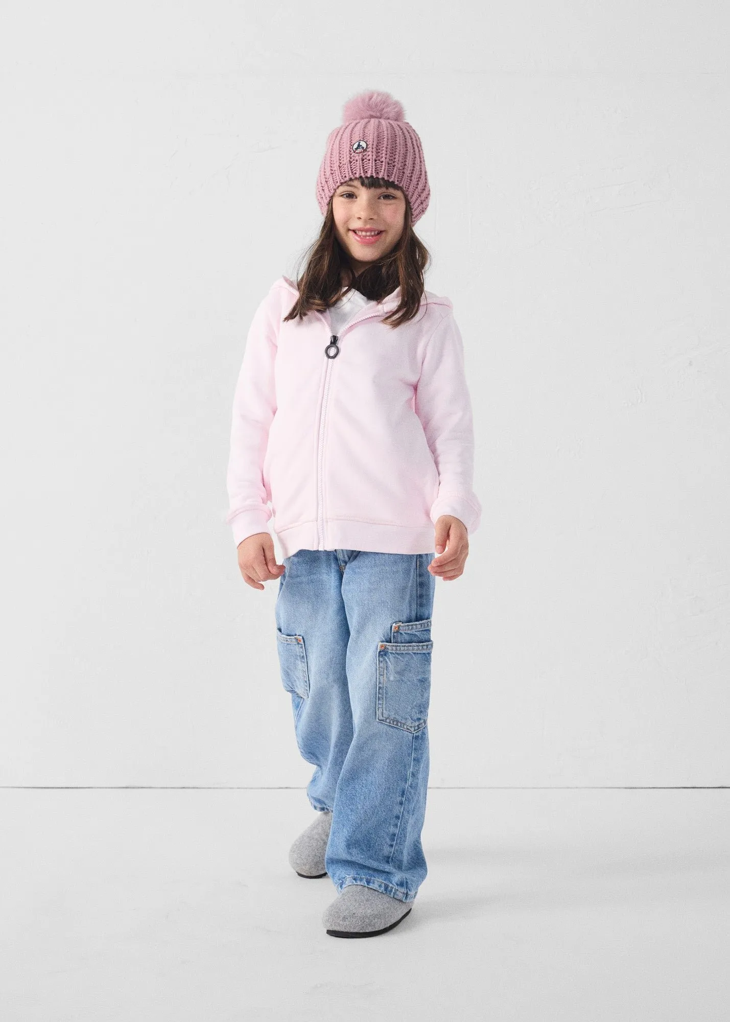 Veste enfant zippée à capuche rose pétale arie Rose
