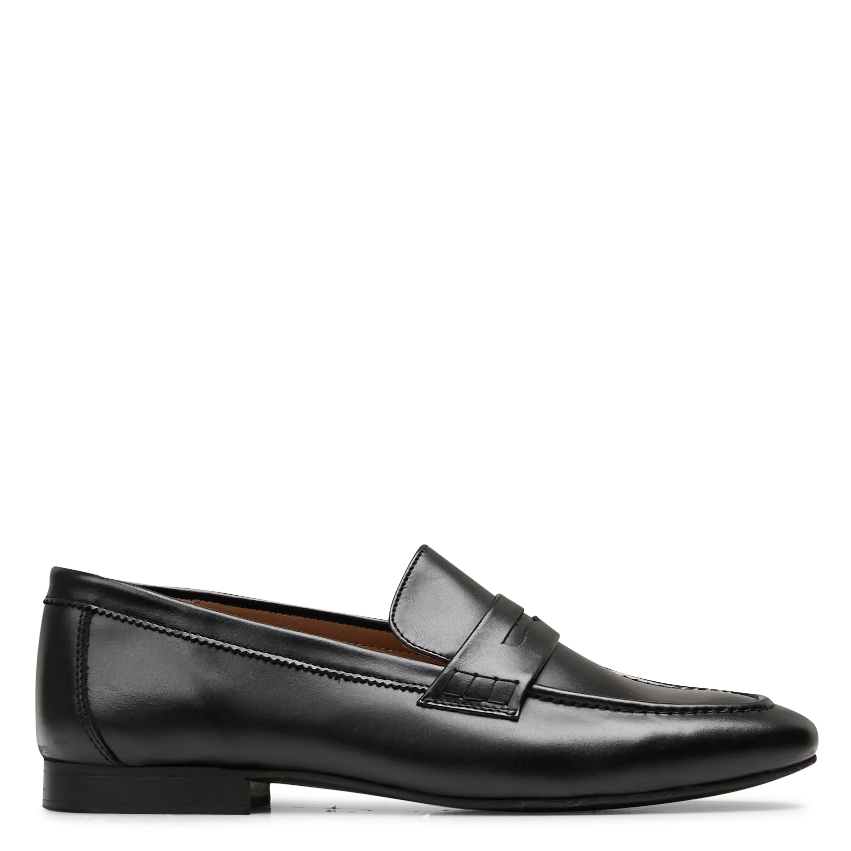 Mocassins unis en cuir lisse Noir ABLA