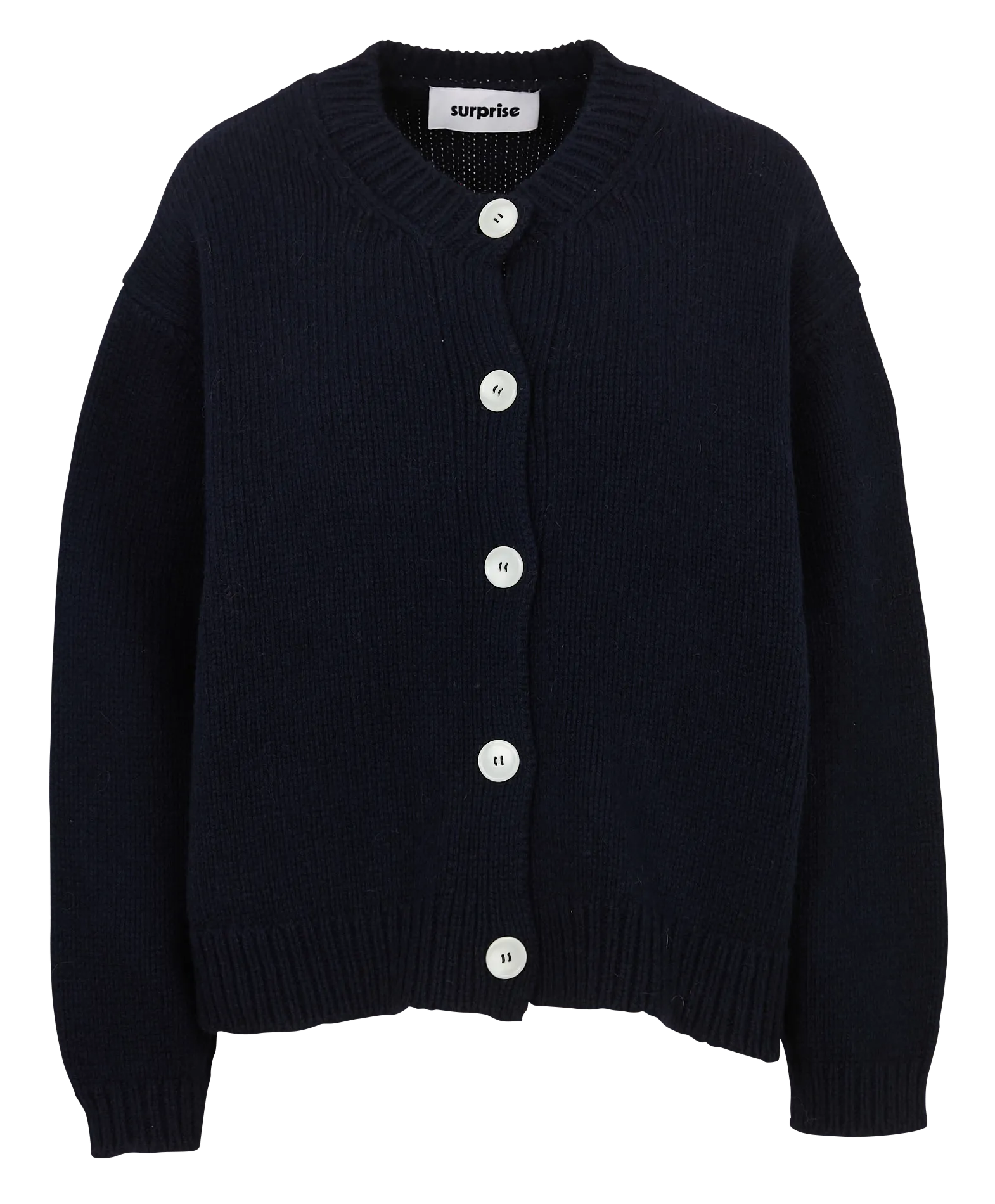 Gilet ample col rond en laine et cachemire Bleu EMMA