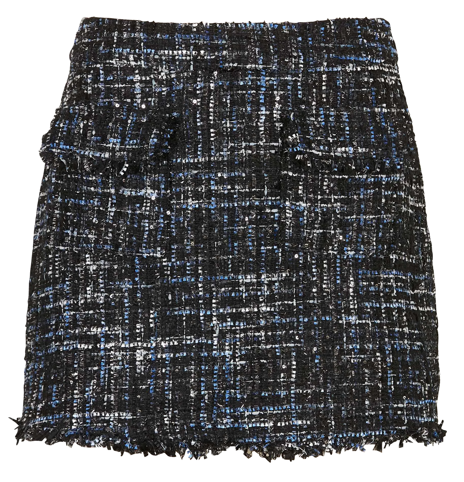 Jupe courte droite en tweed Bleu JIBIA