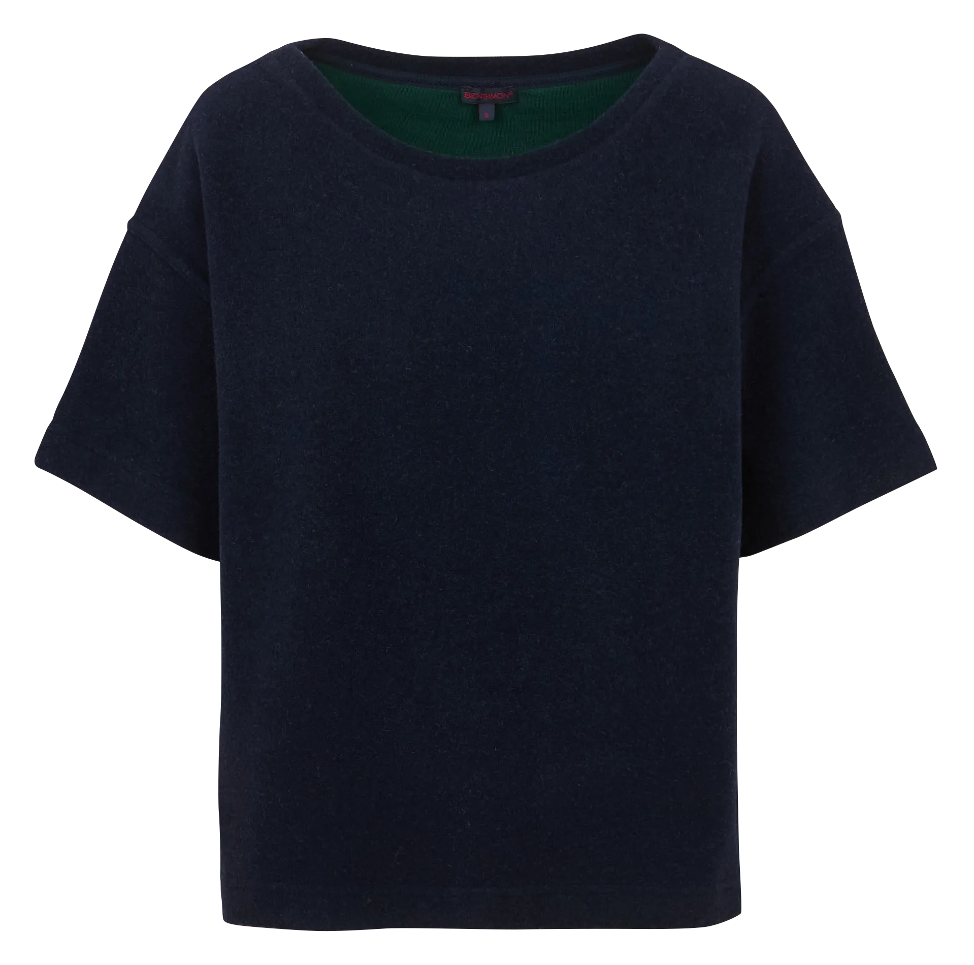 Tee-shirt col rond en laine mélangée Bleu MARTIN