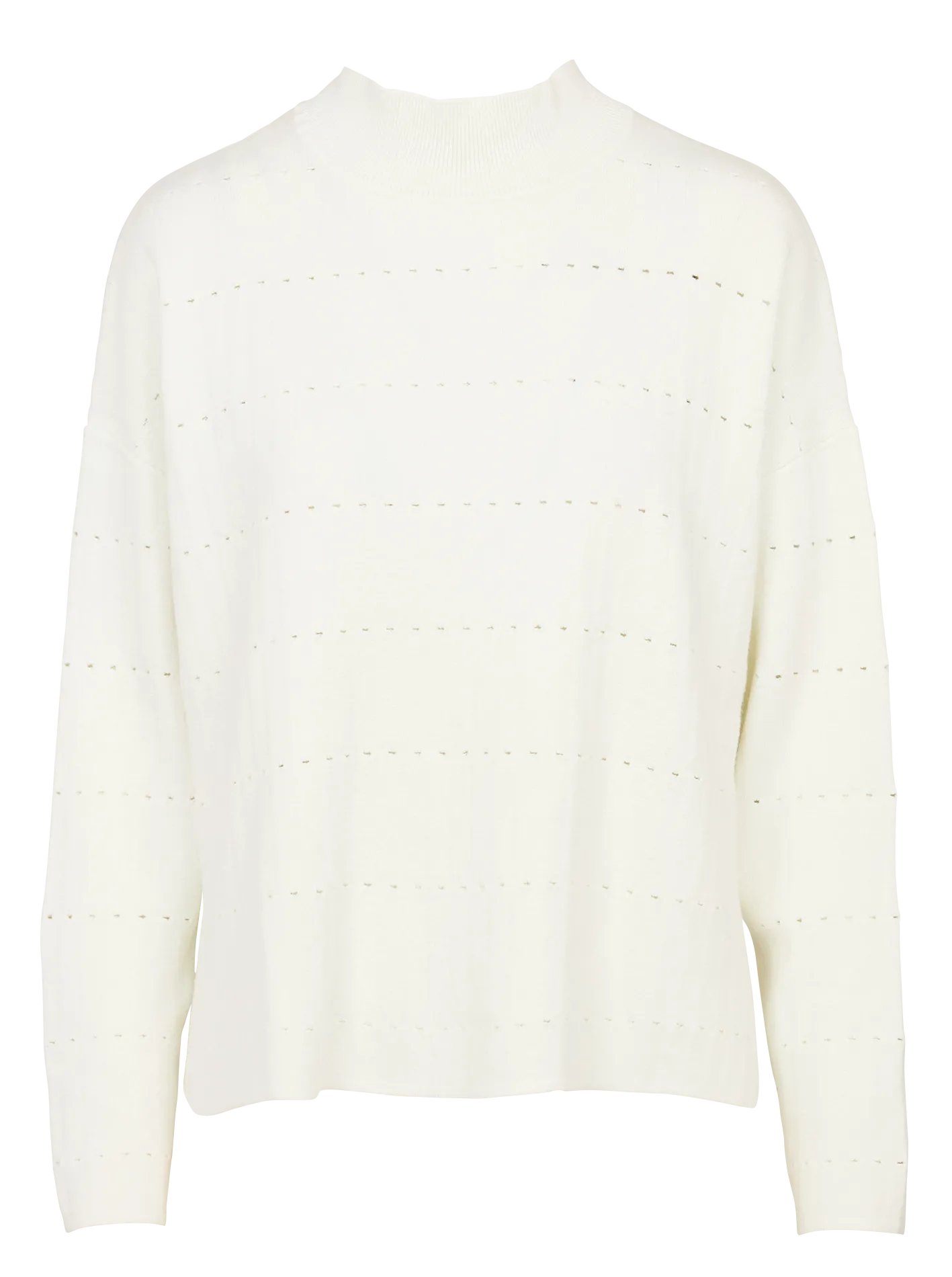 Pull ample col montant en coton mélangé Blanc