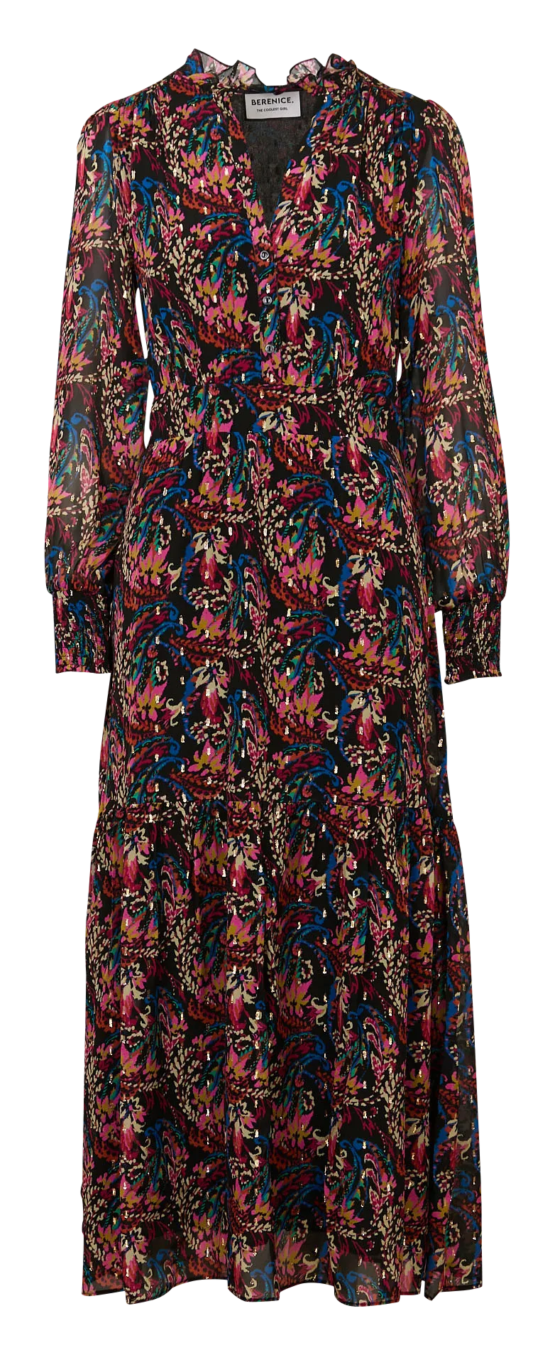 Robe longue fluide imprimée à volants Multicolore RILA