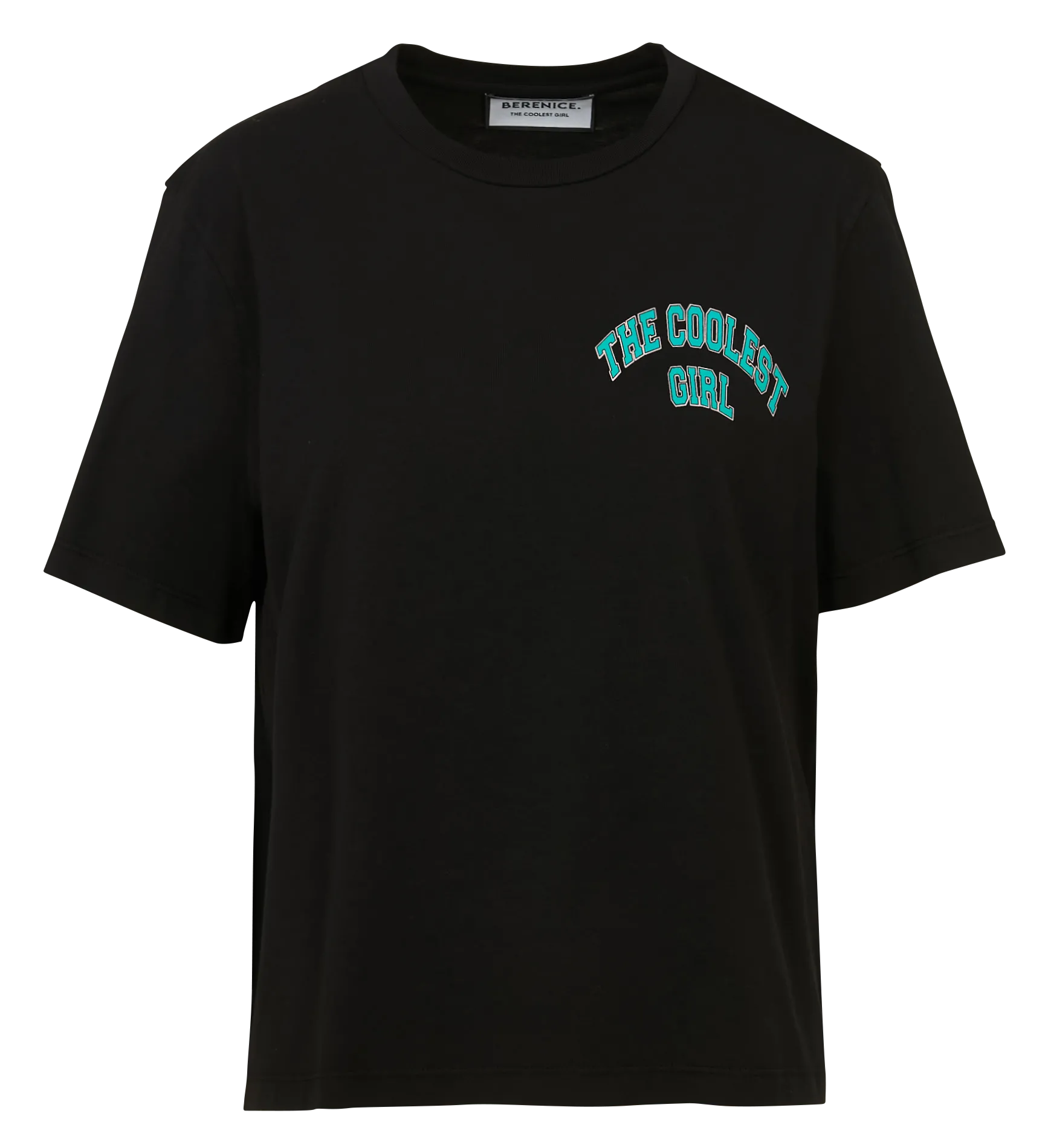 Tee-shirt droit col rond en coton Noir TEECOOL