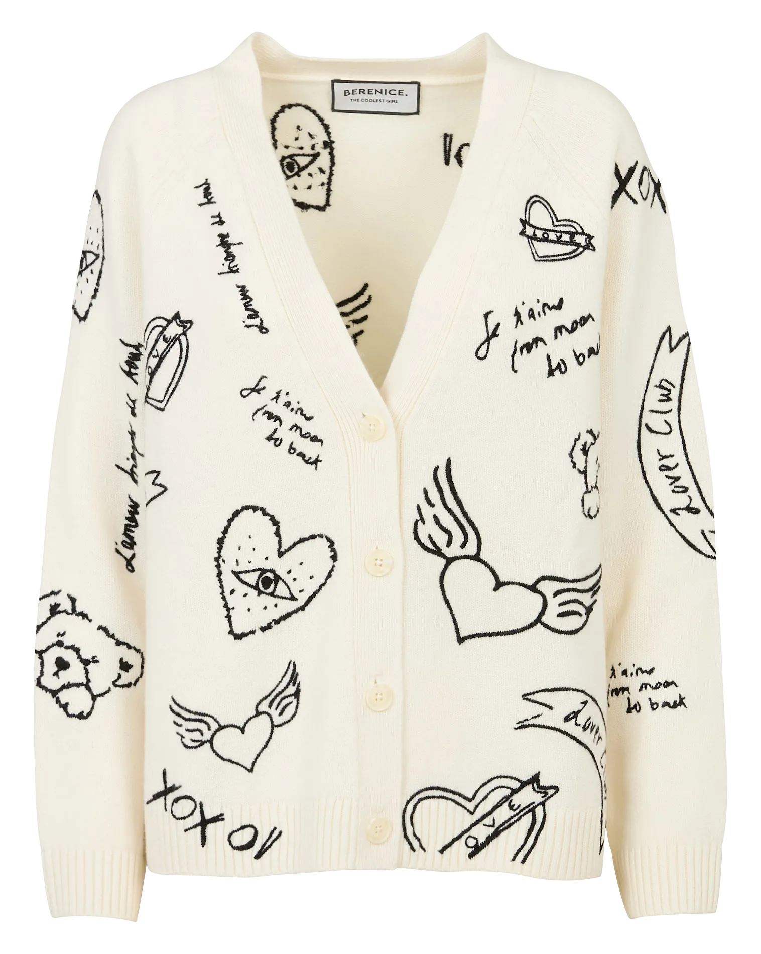 Gilet col V en laine Blanc MEGALOVER