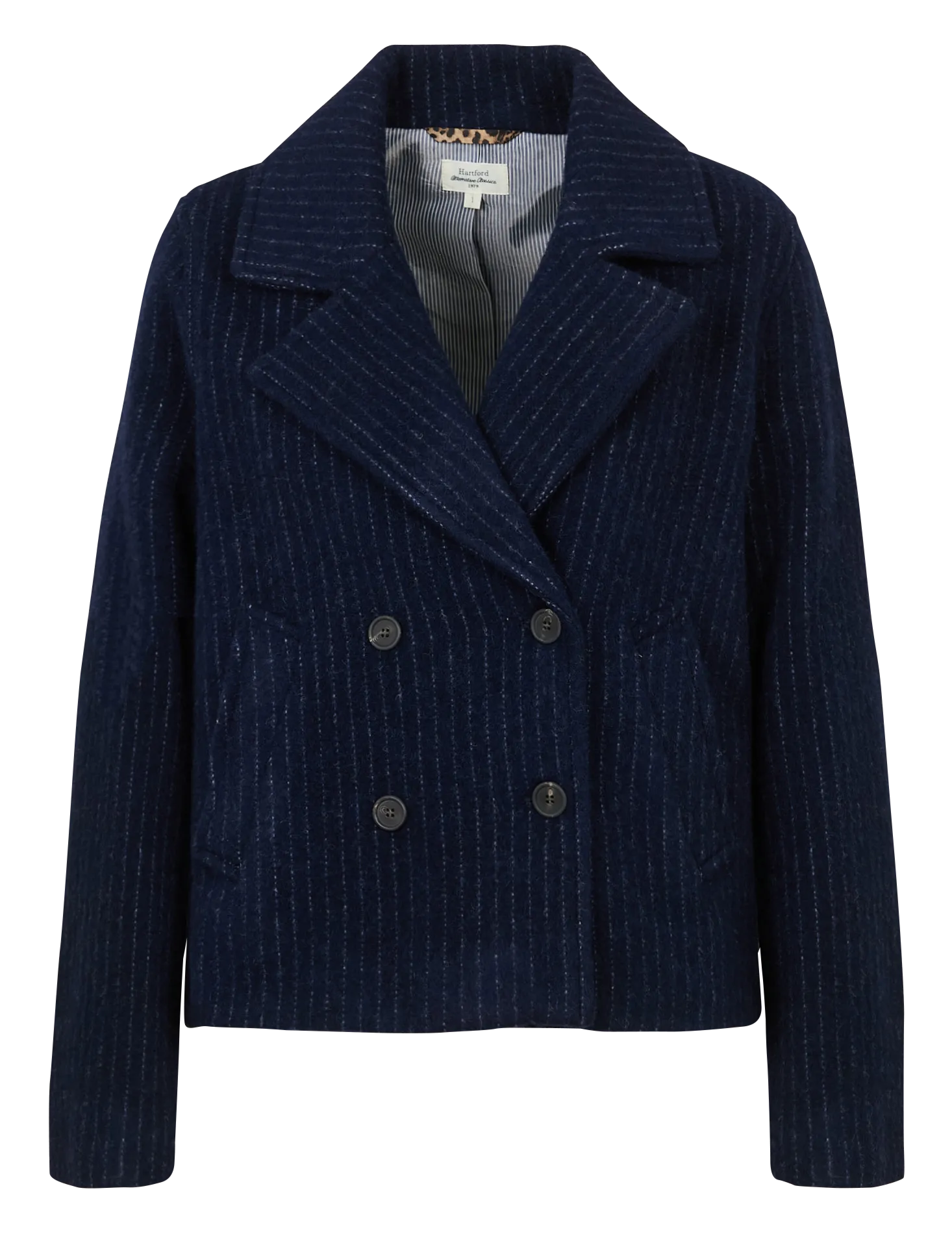 Manteau court rayé en laine mélangée Multicolore VEGA