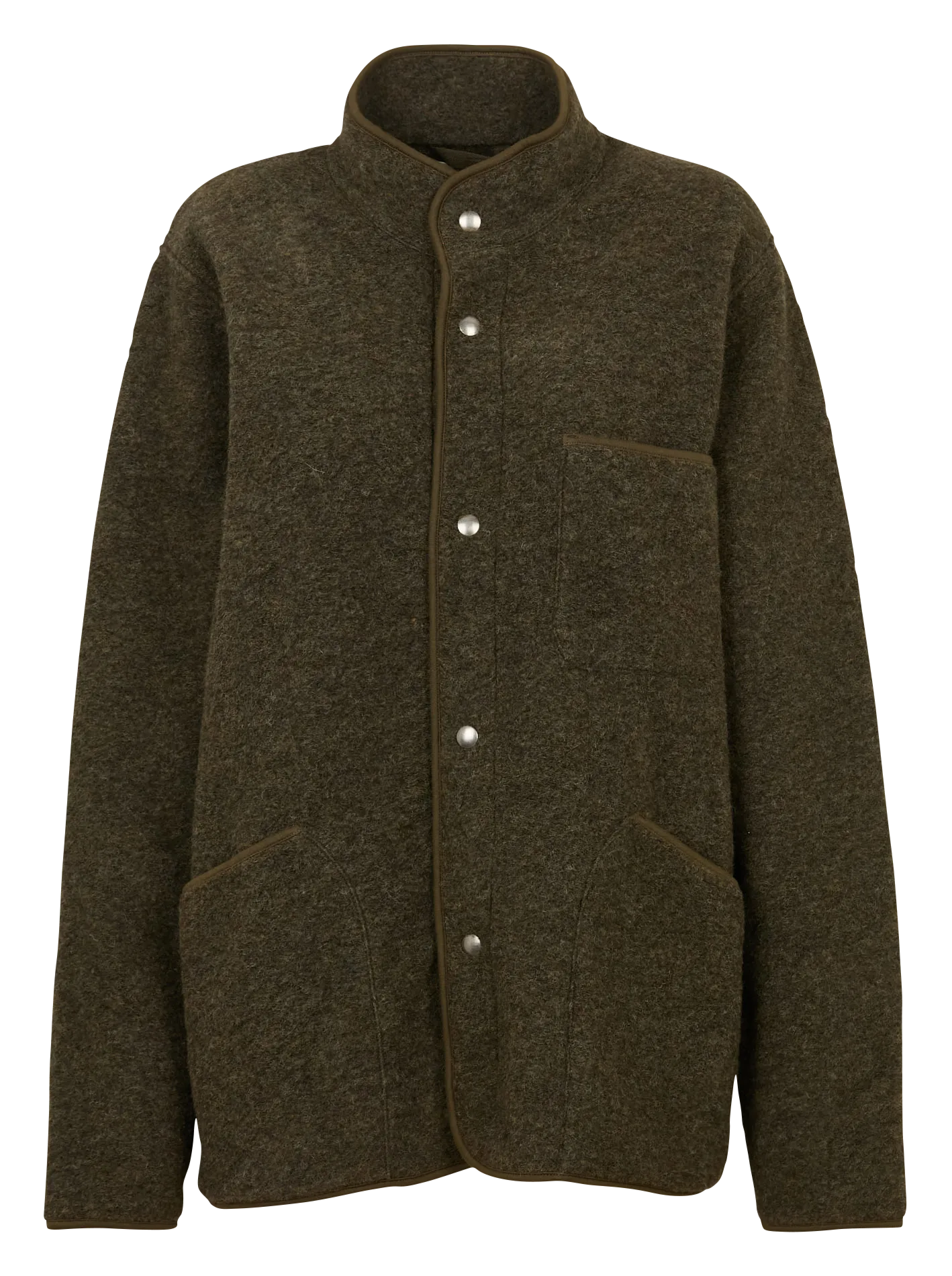 Veste droite col montant en laine mélangée Kaki JOCK