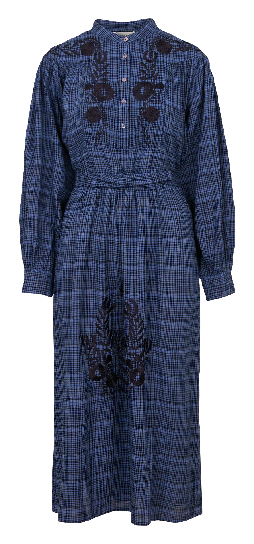 Robe longue col rond en coton mélangé imprimé Bleu DELBIR