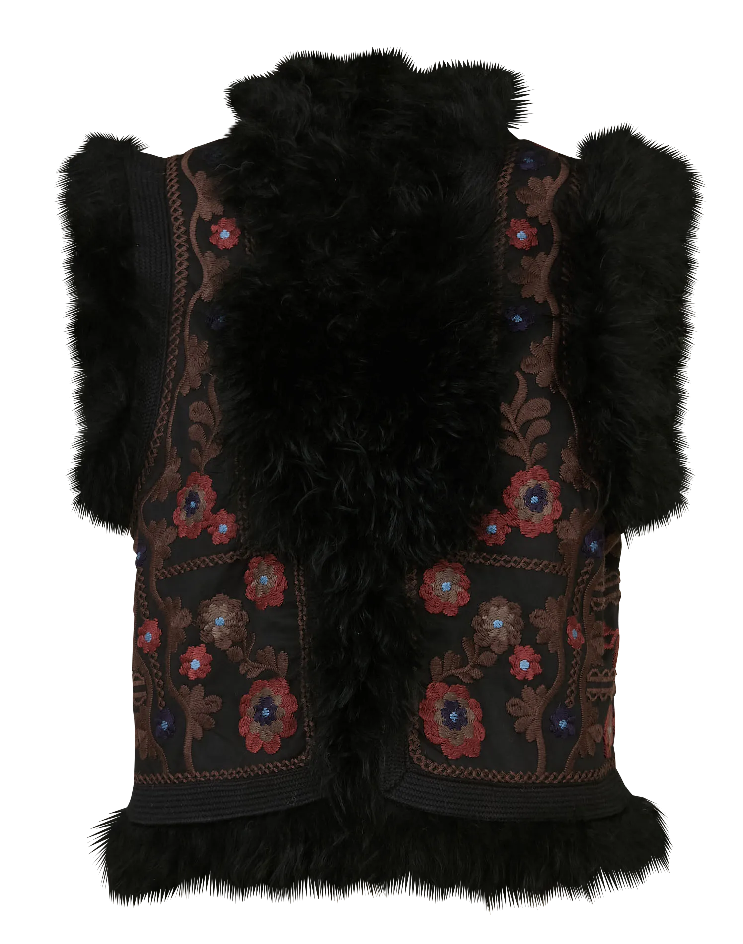 Veste sans manches brodée en laine mélangée Noir MAGYAR