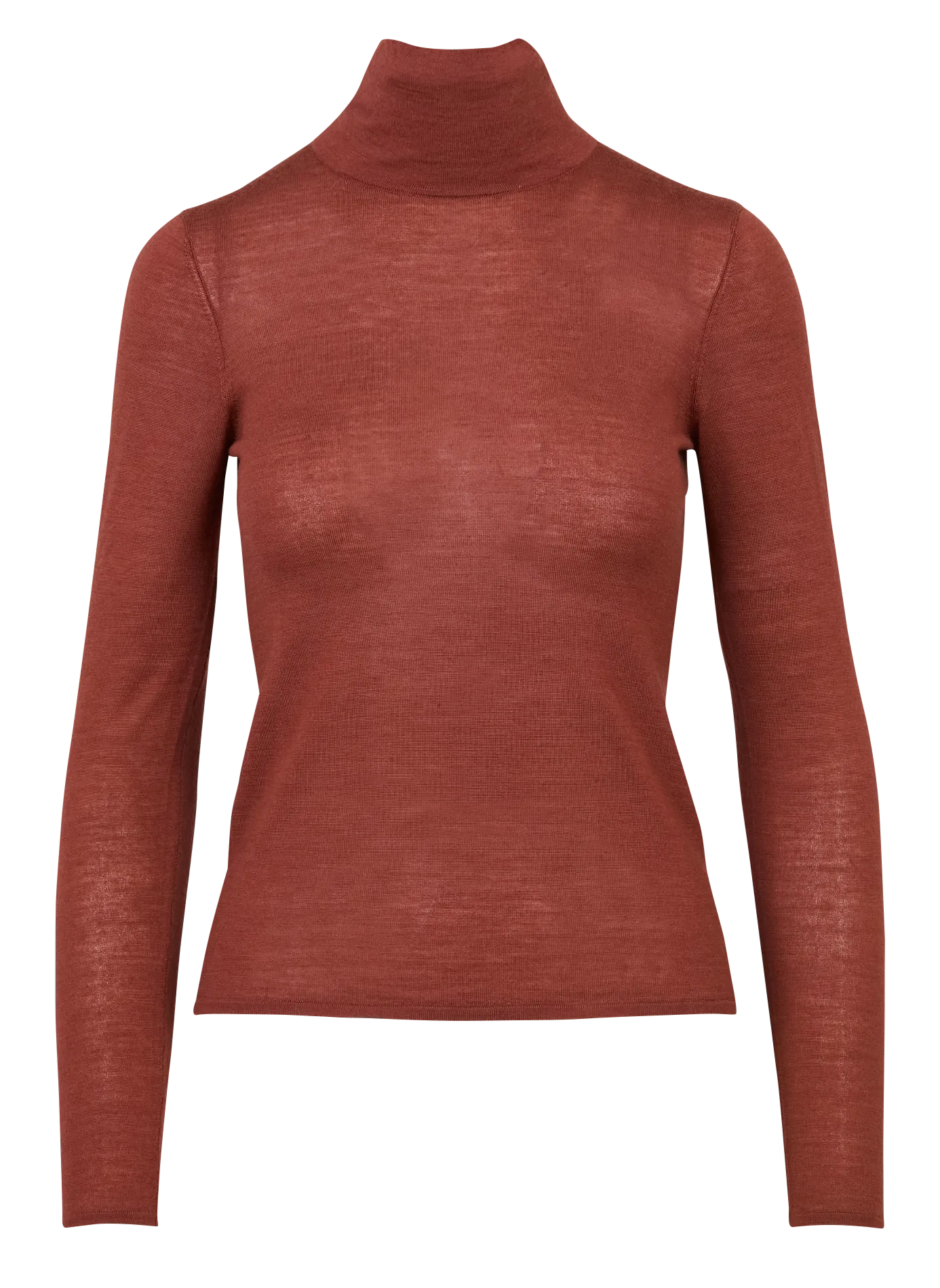 Pull ajusté fin col roulé en laine Marron MANIA