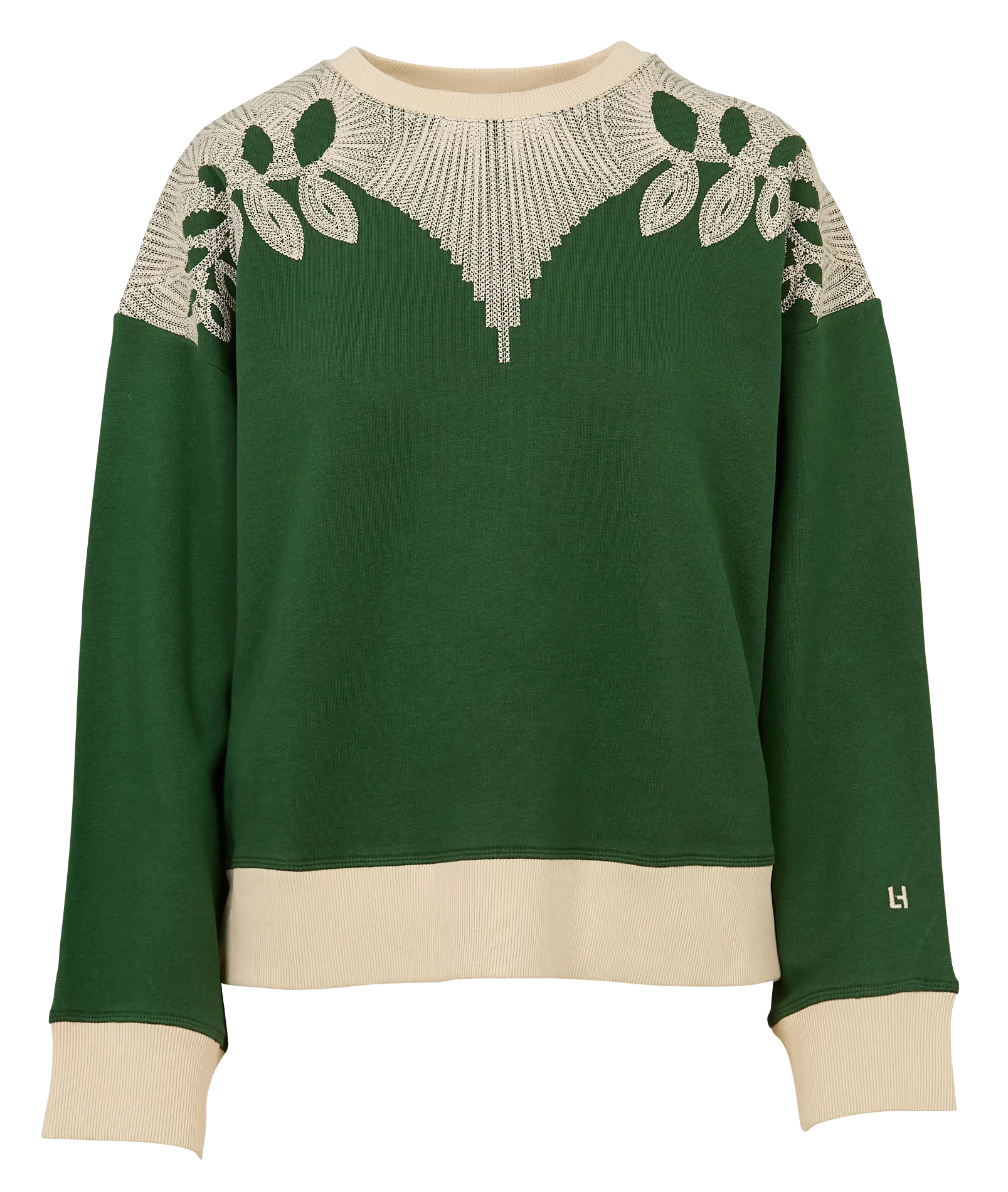 Sweat col rond en coton mélangé Vert SIENA