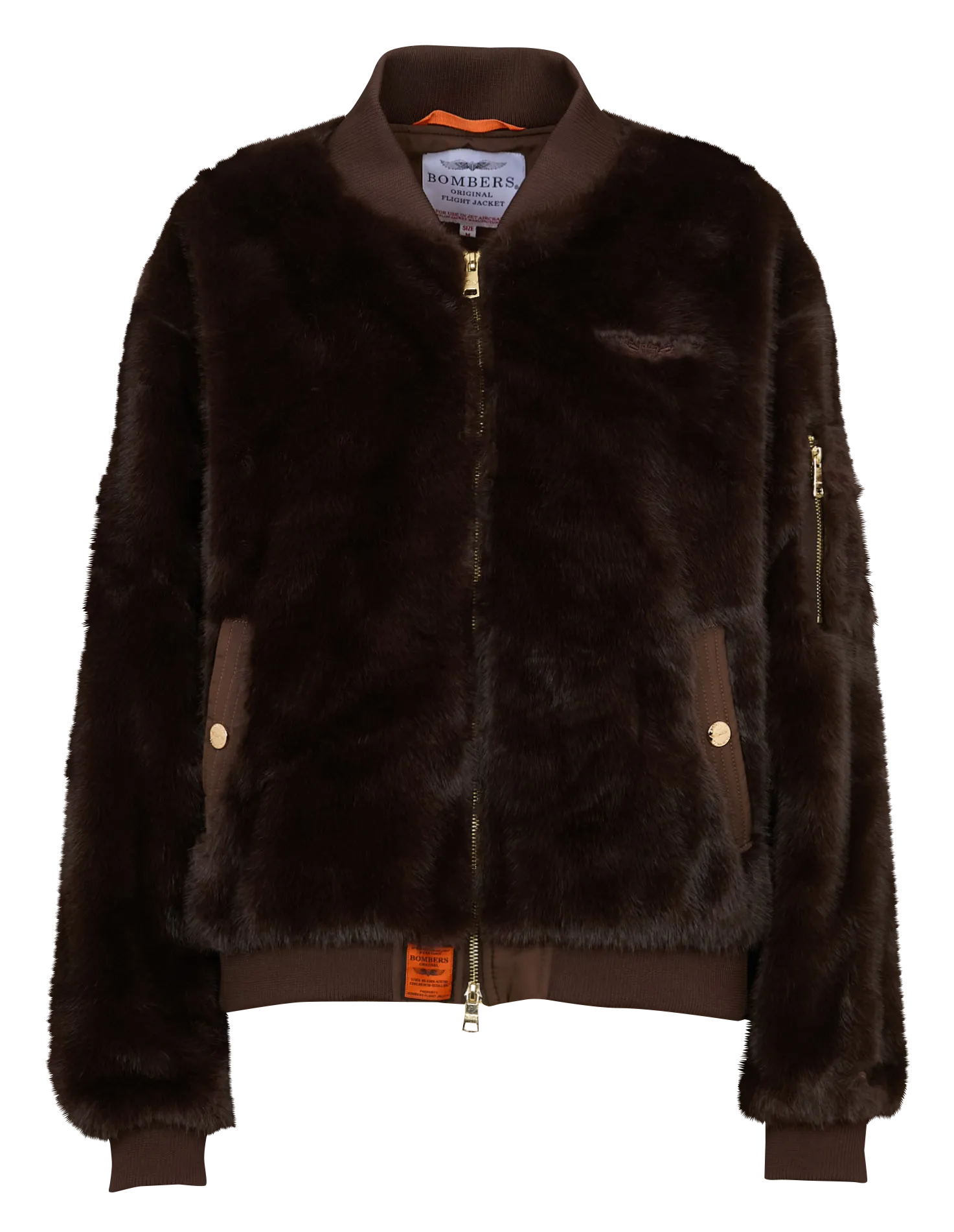 Blouson zippé en fausse fourrure unie Marron SEWARD