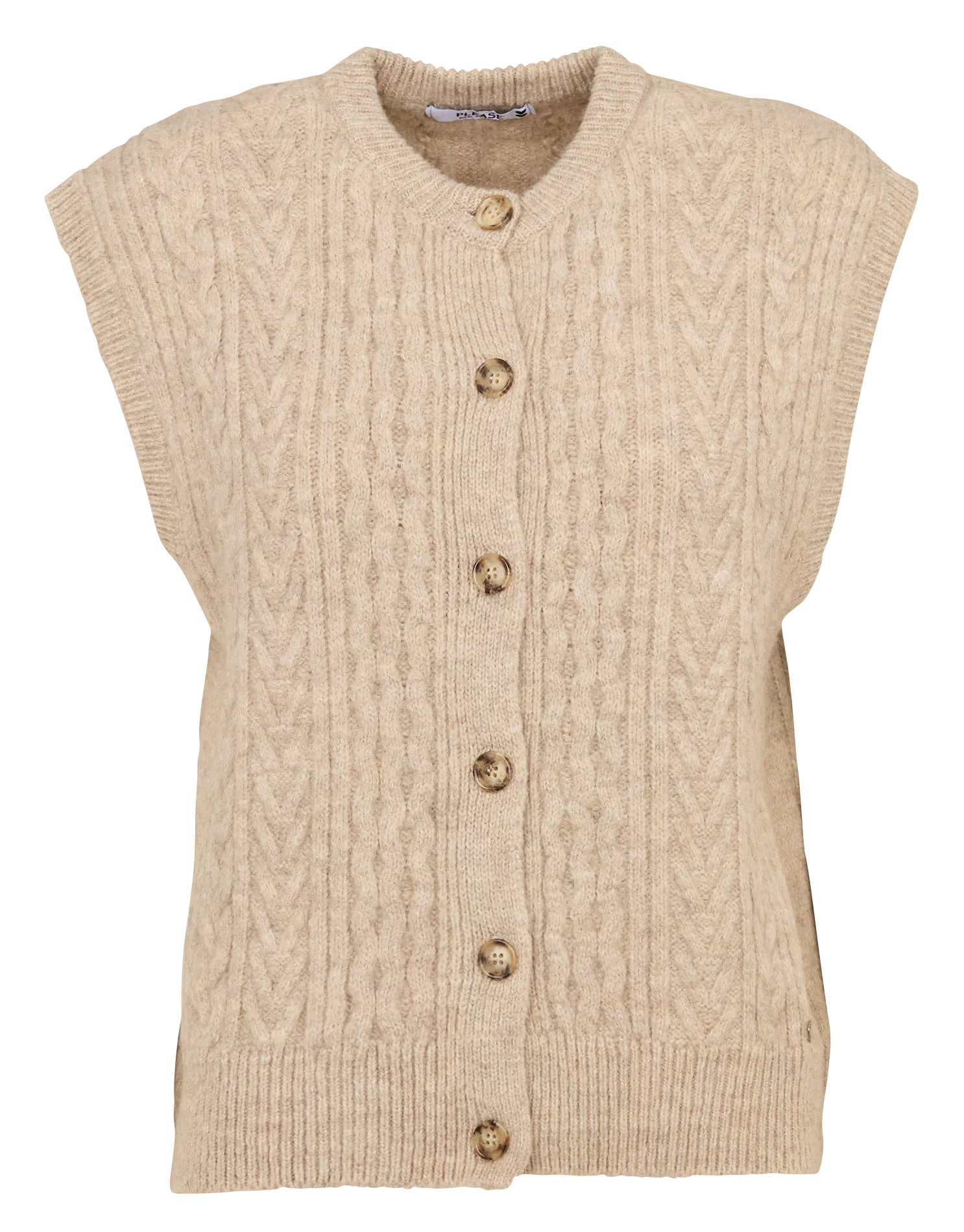 Gilet oversize col rond Beige