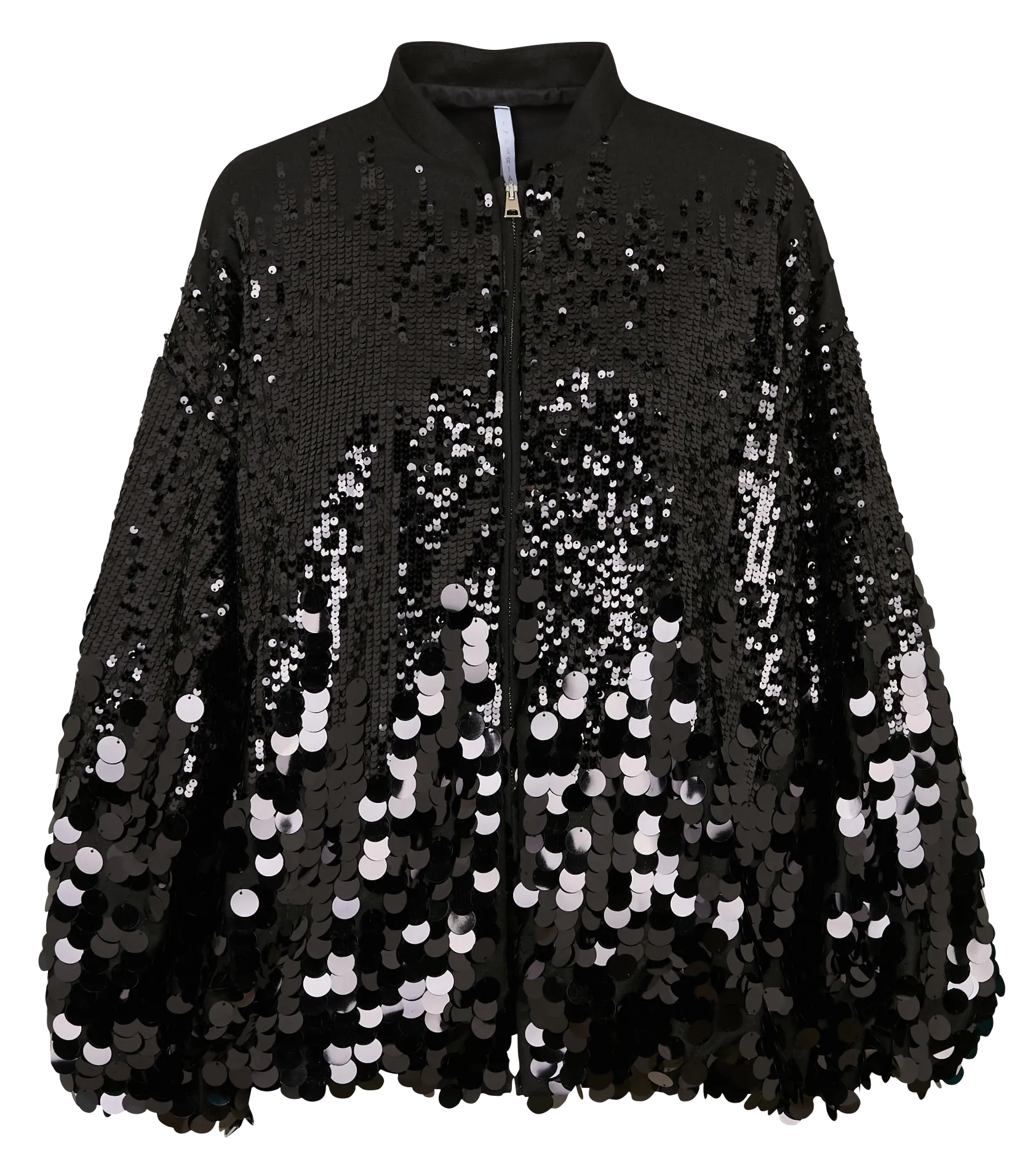 Blouson ample zippé à sequins Noir