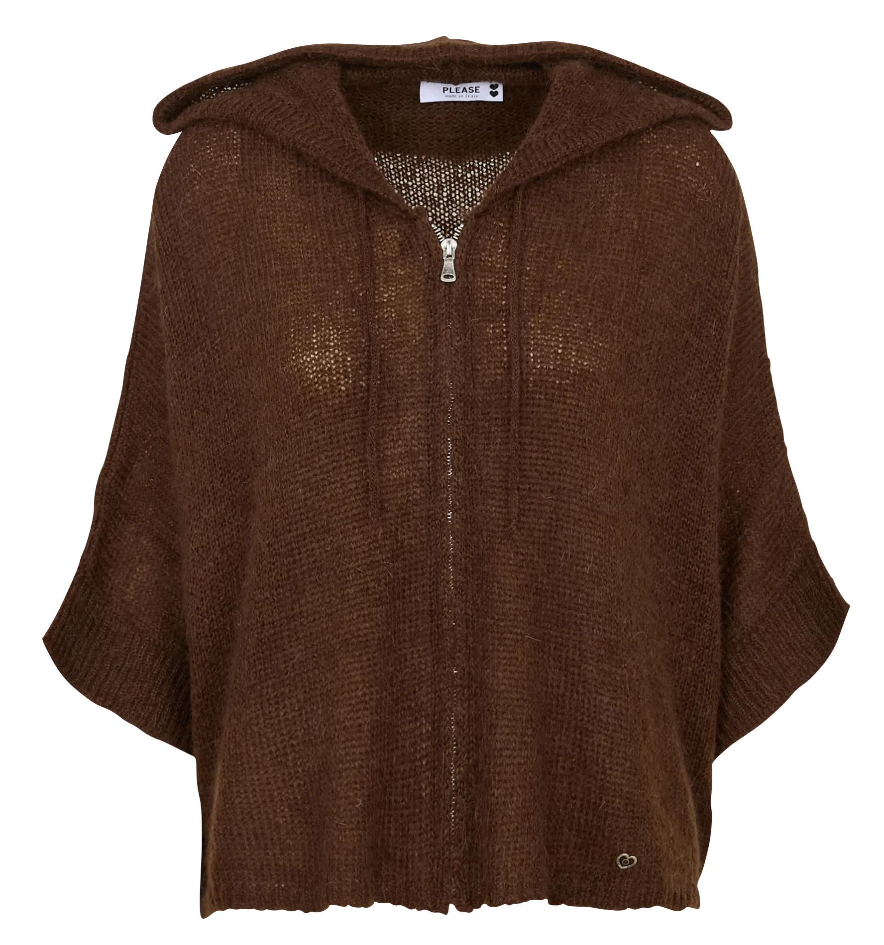 Gilet ample à capuche Marron