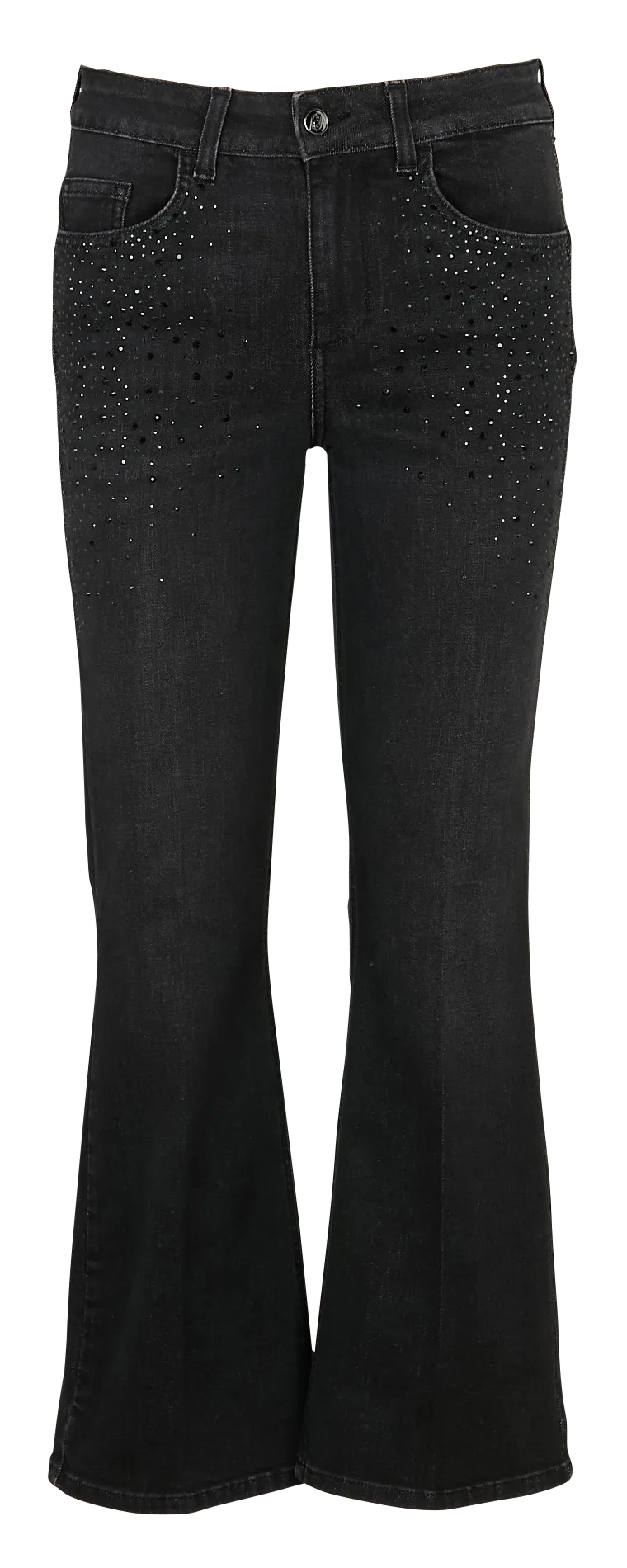 Jean droit à strass Noir