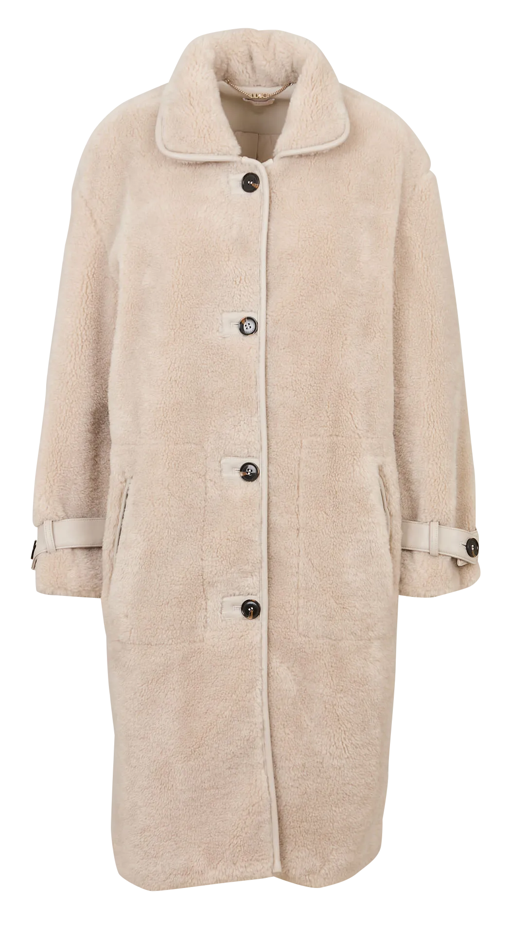 Manteau col montant en fausse fourrure Beige
