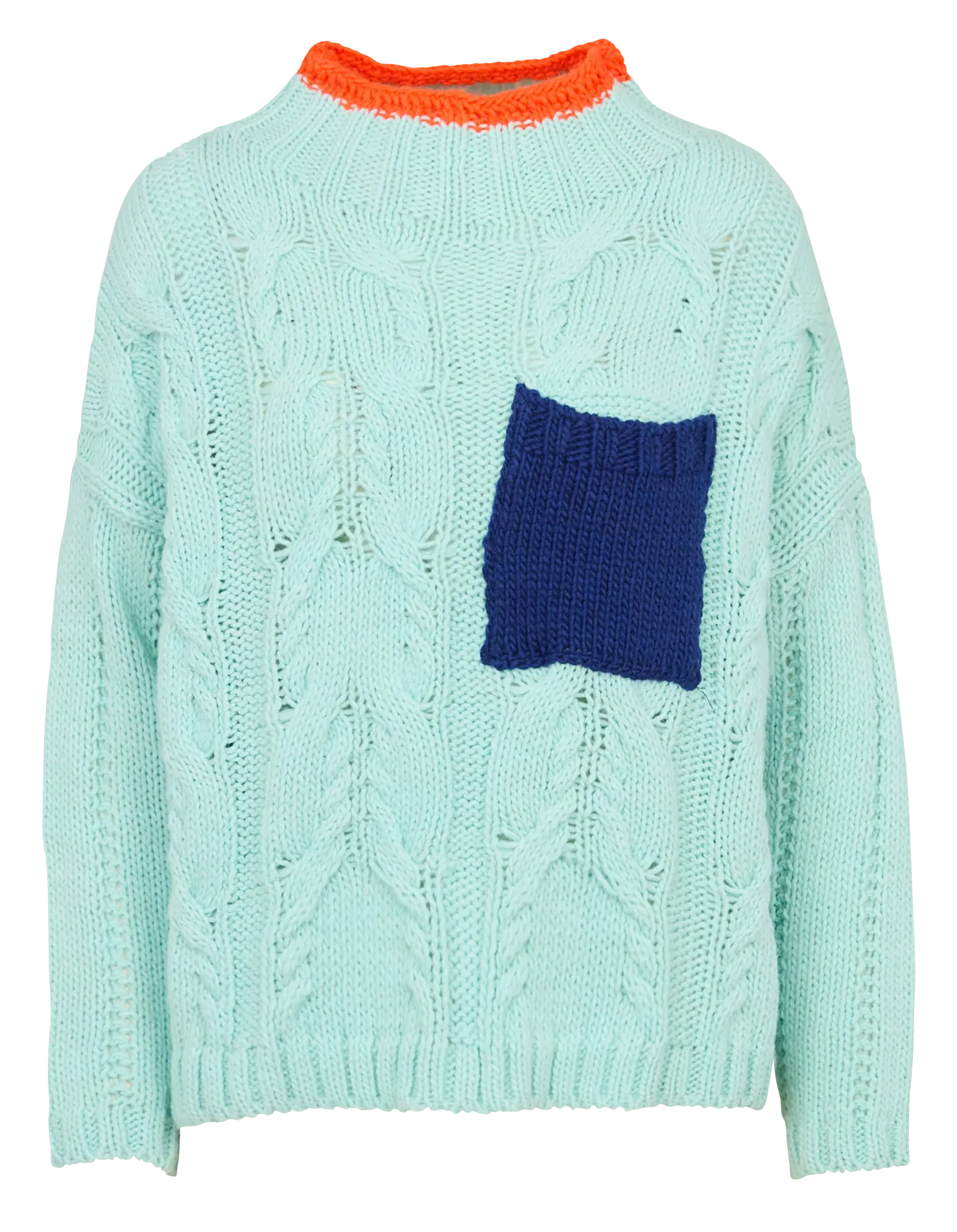 Pull oversize col montant Bleu WAFFLE