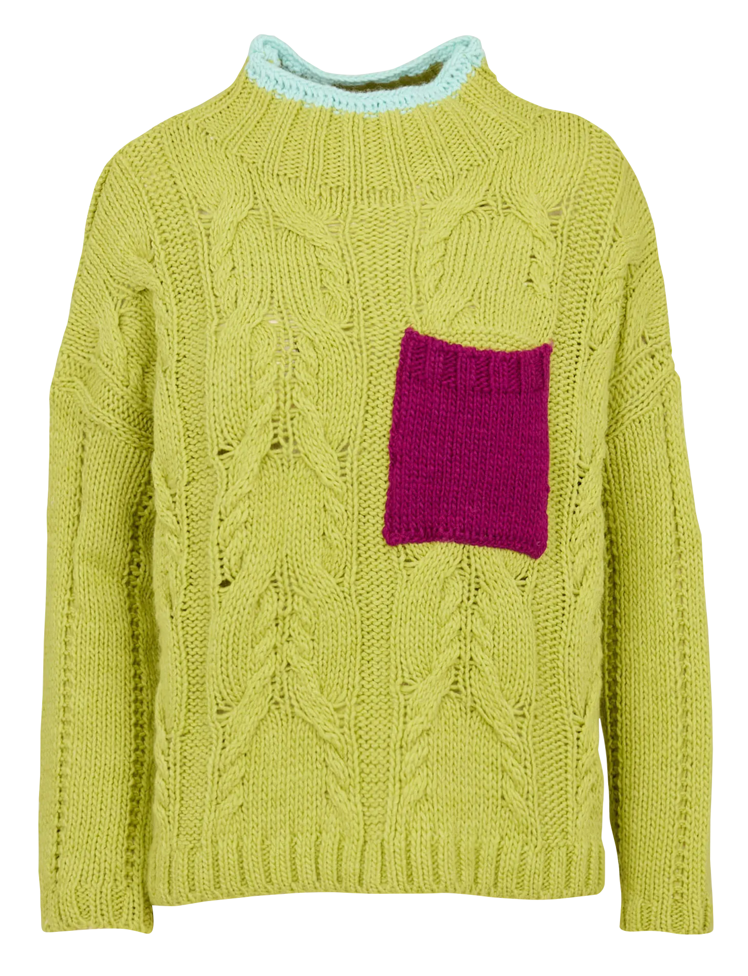 Pull oversize col montant Vert WAFFLE