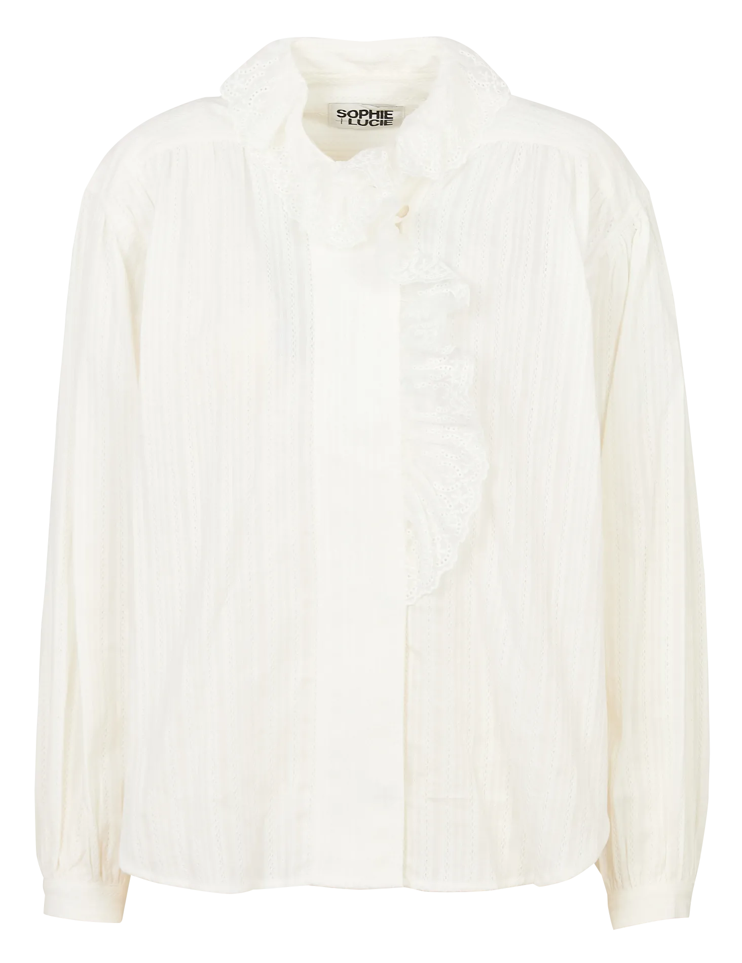 Chemise en coton col volanté Beige MARIBEL