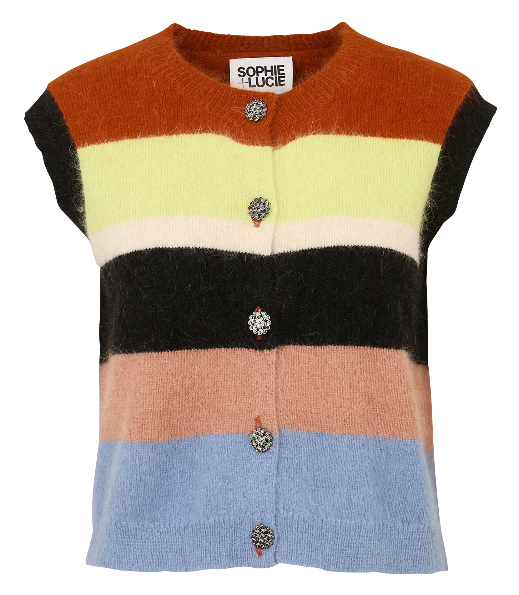 Gilet col rond en laine mélangée Marron NAGOYA