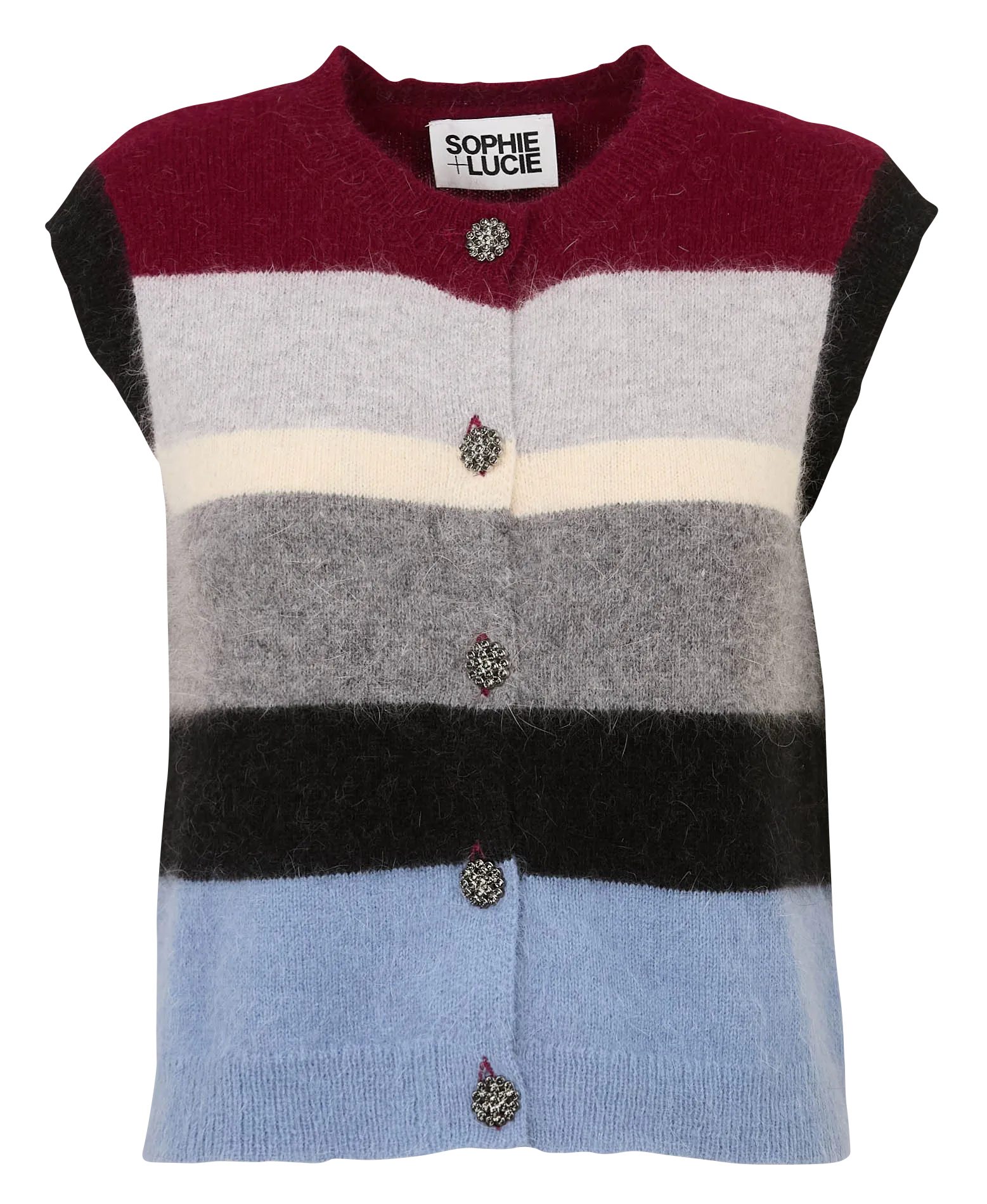 Gilet col rond en laine mélangée Gris NAGOYA