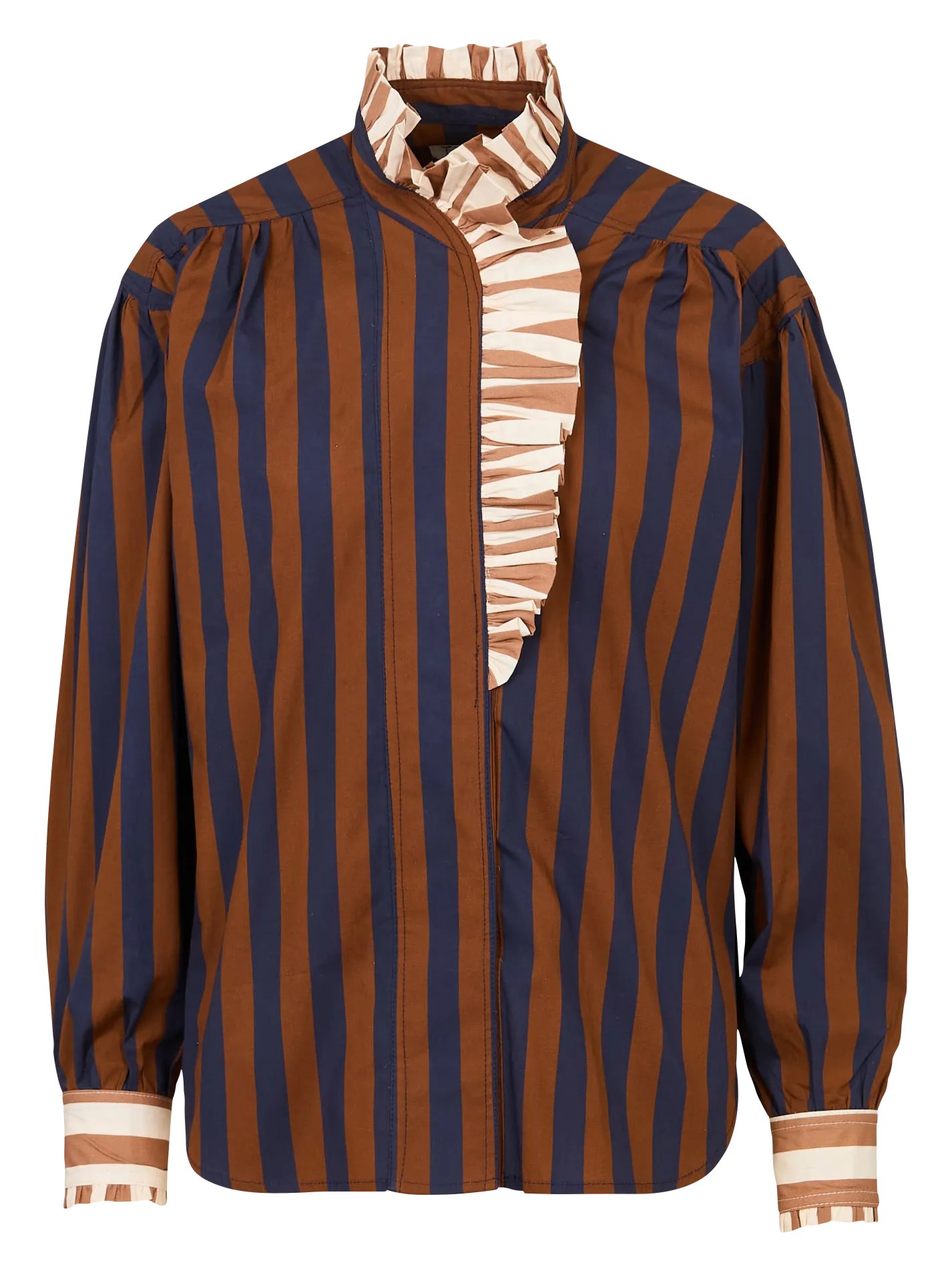 Chemise à rayures col victorien Bleu MARIBEL