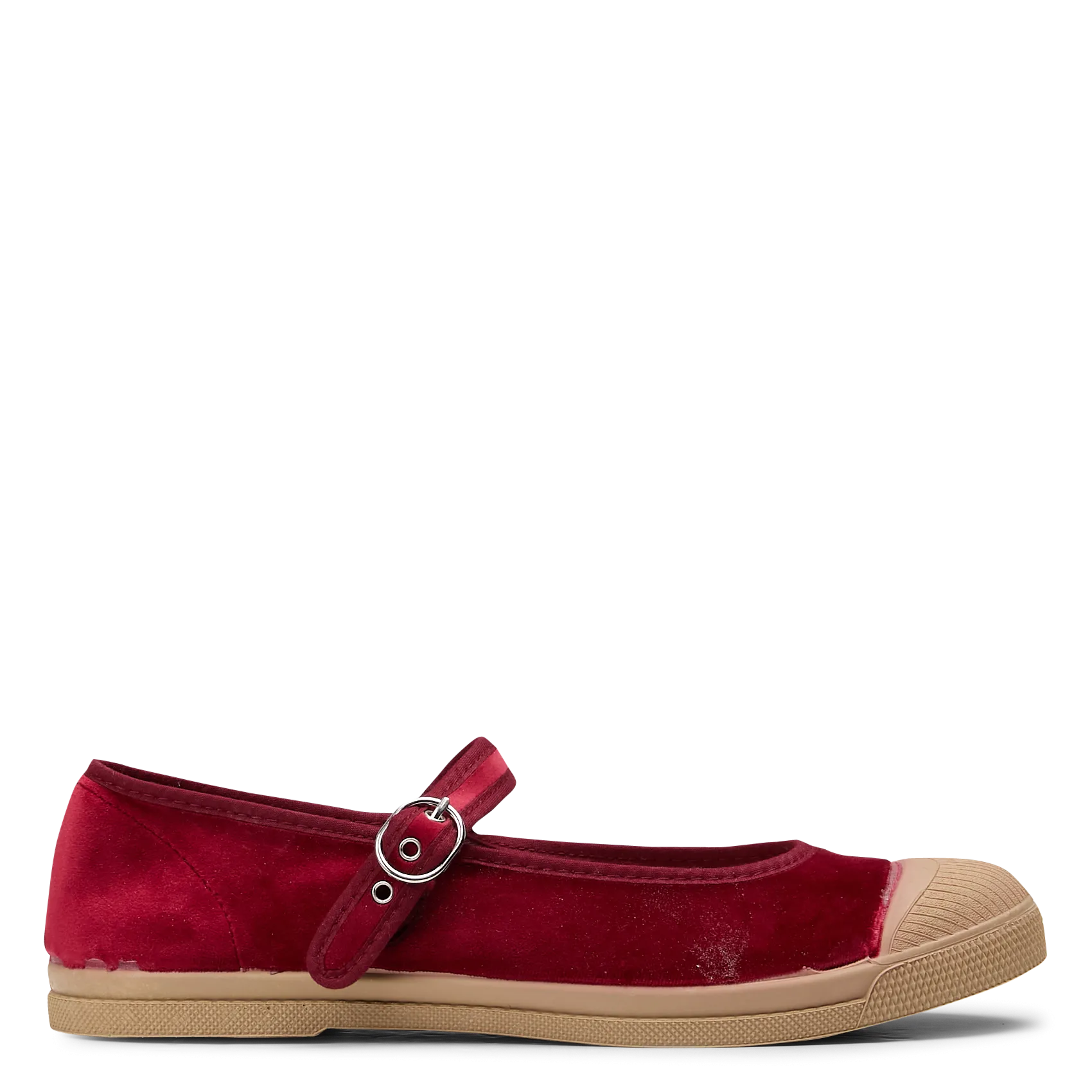 Ballerines plates à bride en velours Prune