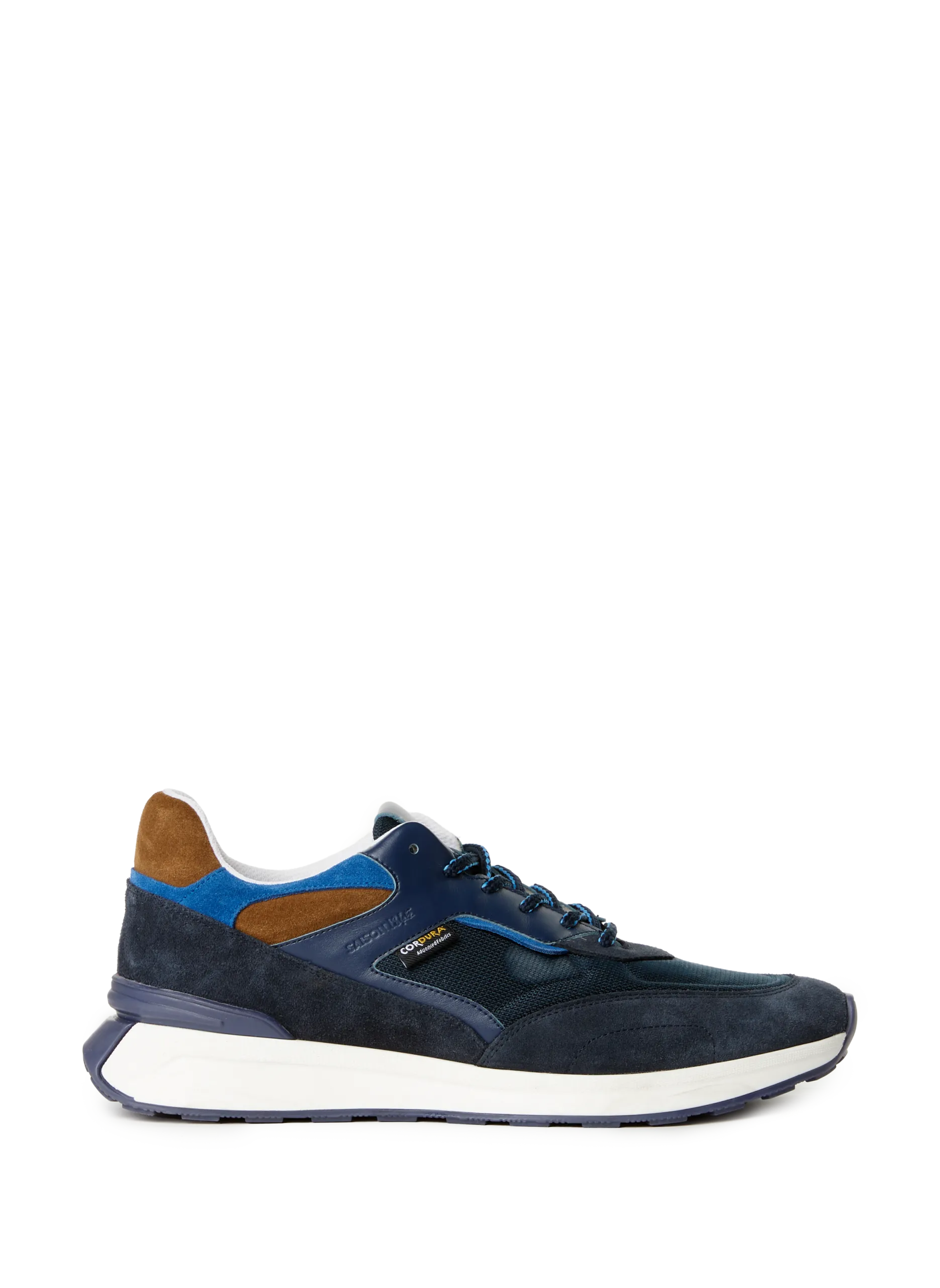 Baskets basses bi matière Bleu