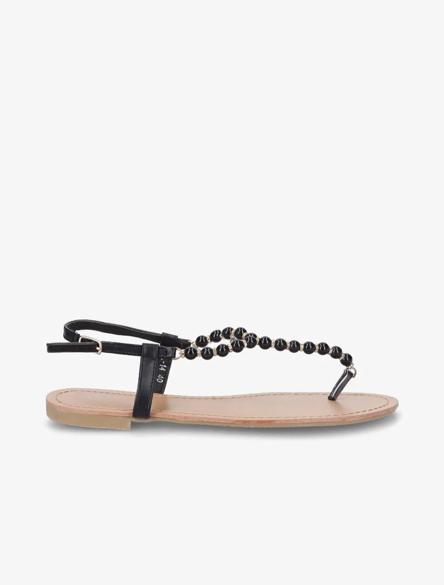 Tongs perles noir - Noir