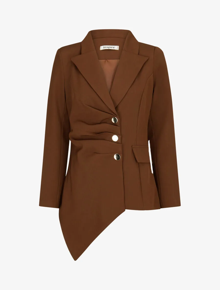 Veste asymétrique à plis - Marron