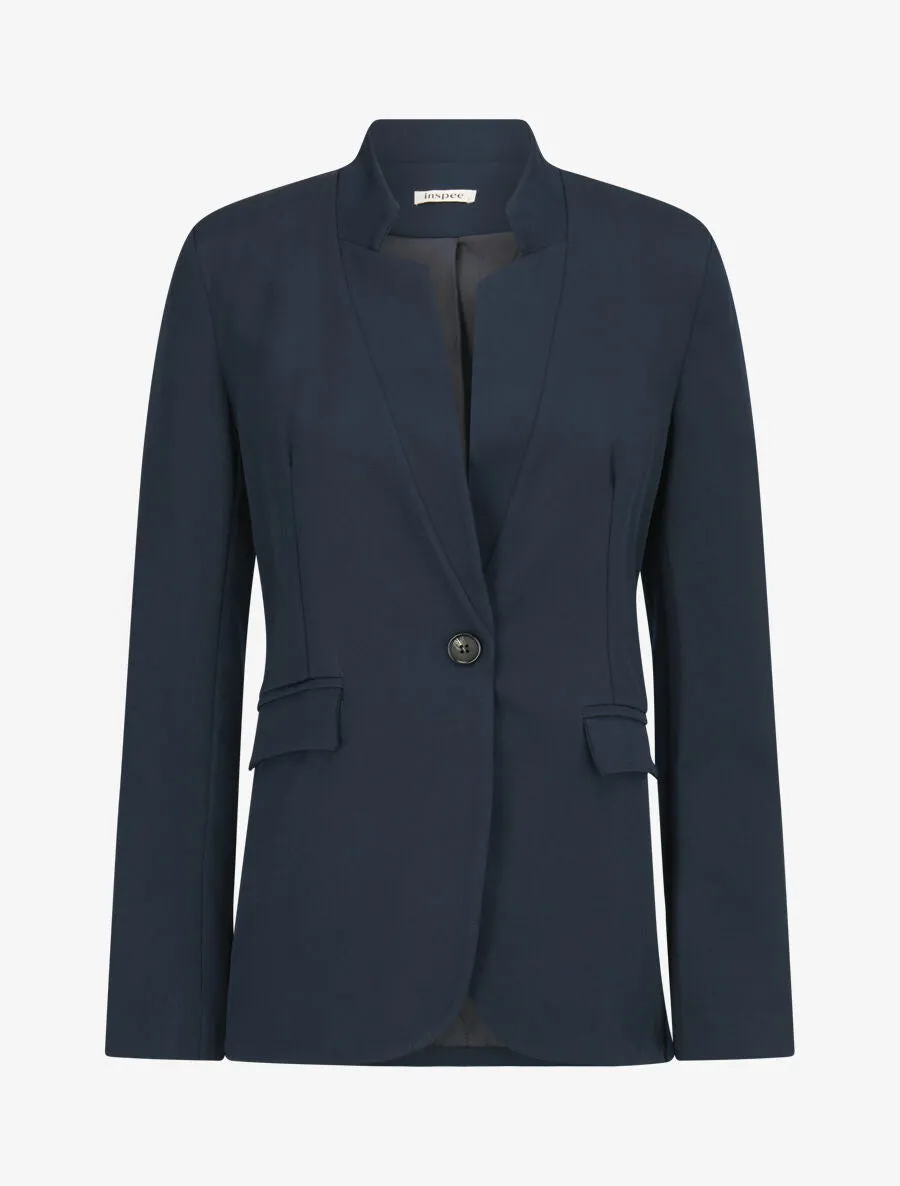 Veste longue à col cranté - Marine