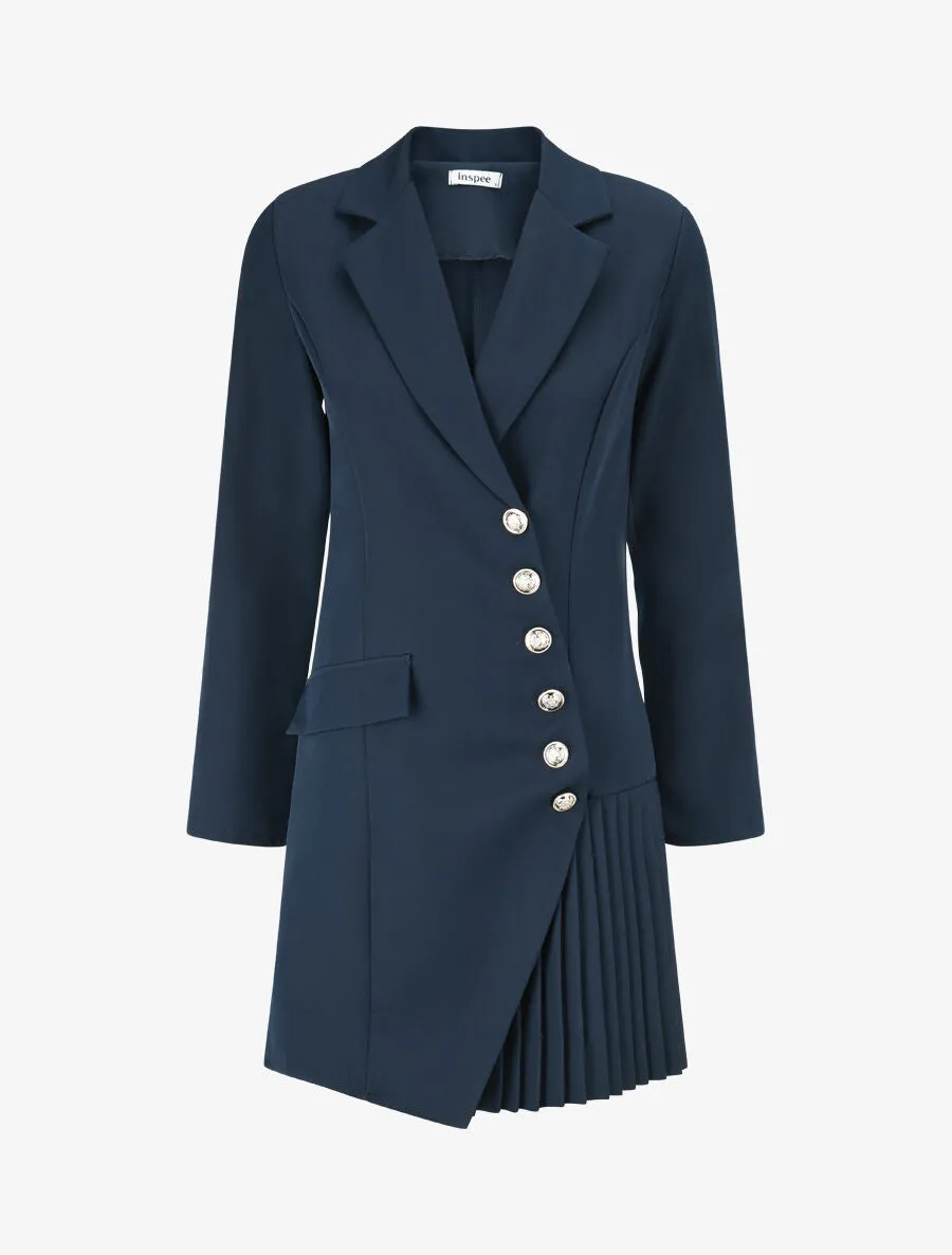 Veste longue à plis - Marine