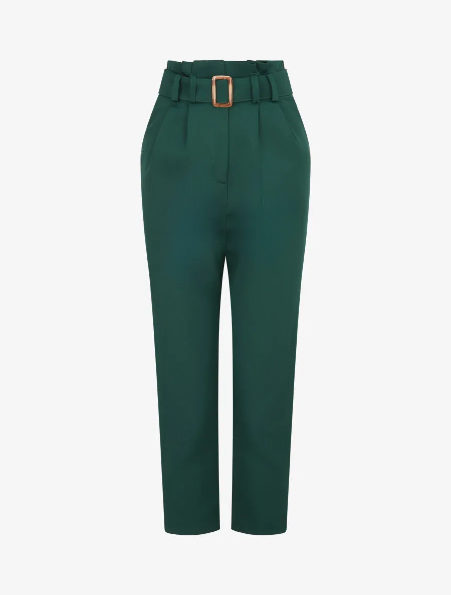 Pantalon de tailleur paperbag - Vert