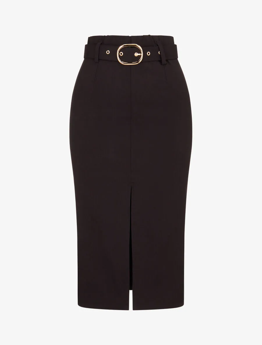 Jupe droite fendue - Noir