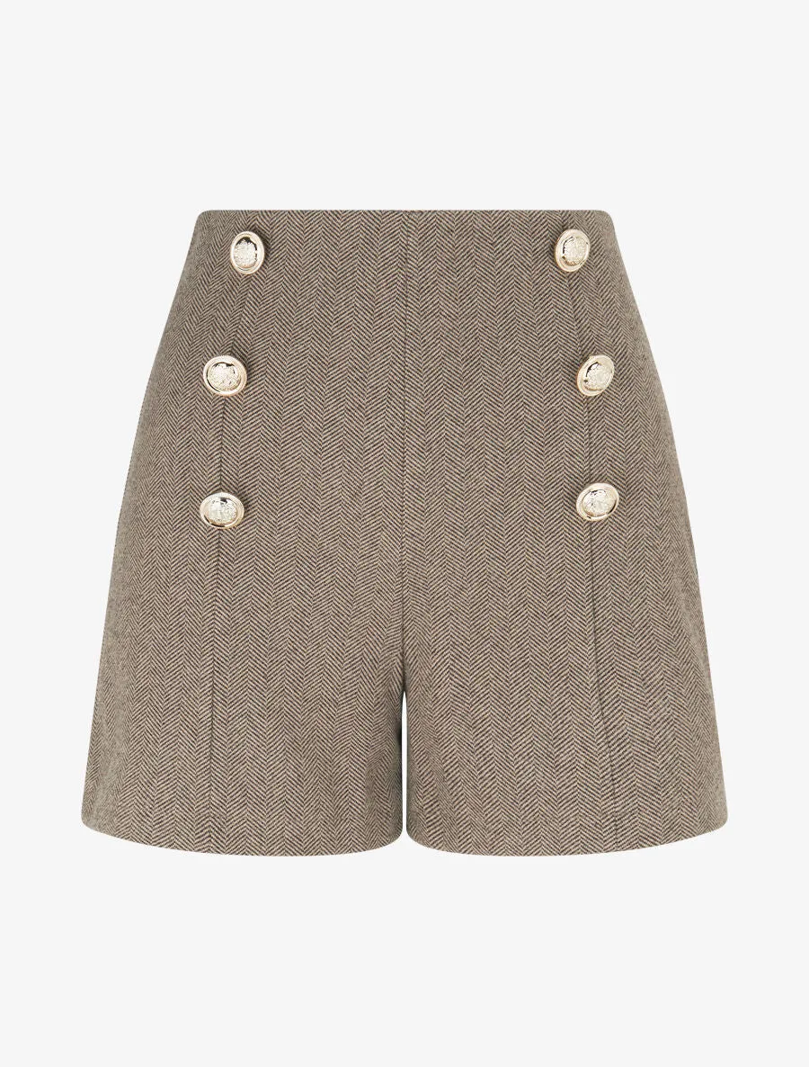 Short coupe ajustée en tweed - Taupe