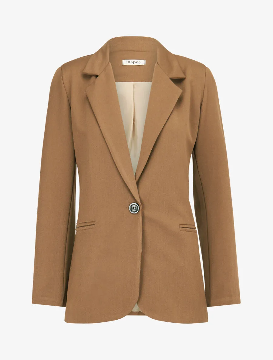 Veste basique cintrée à 1 bouton - Marron clair