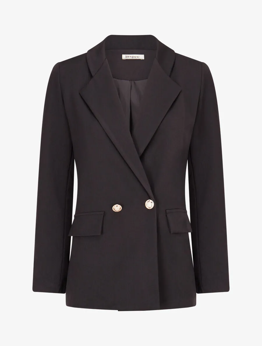 Veste basique cintrée à 2 boutons - Noir