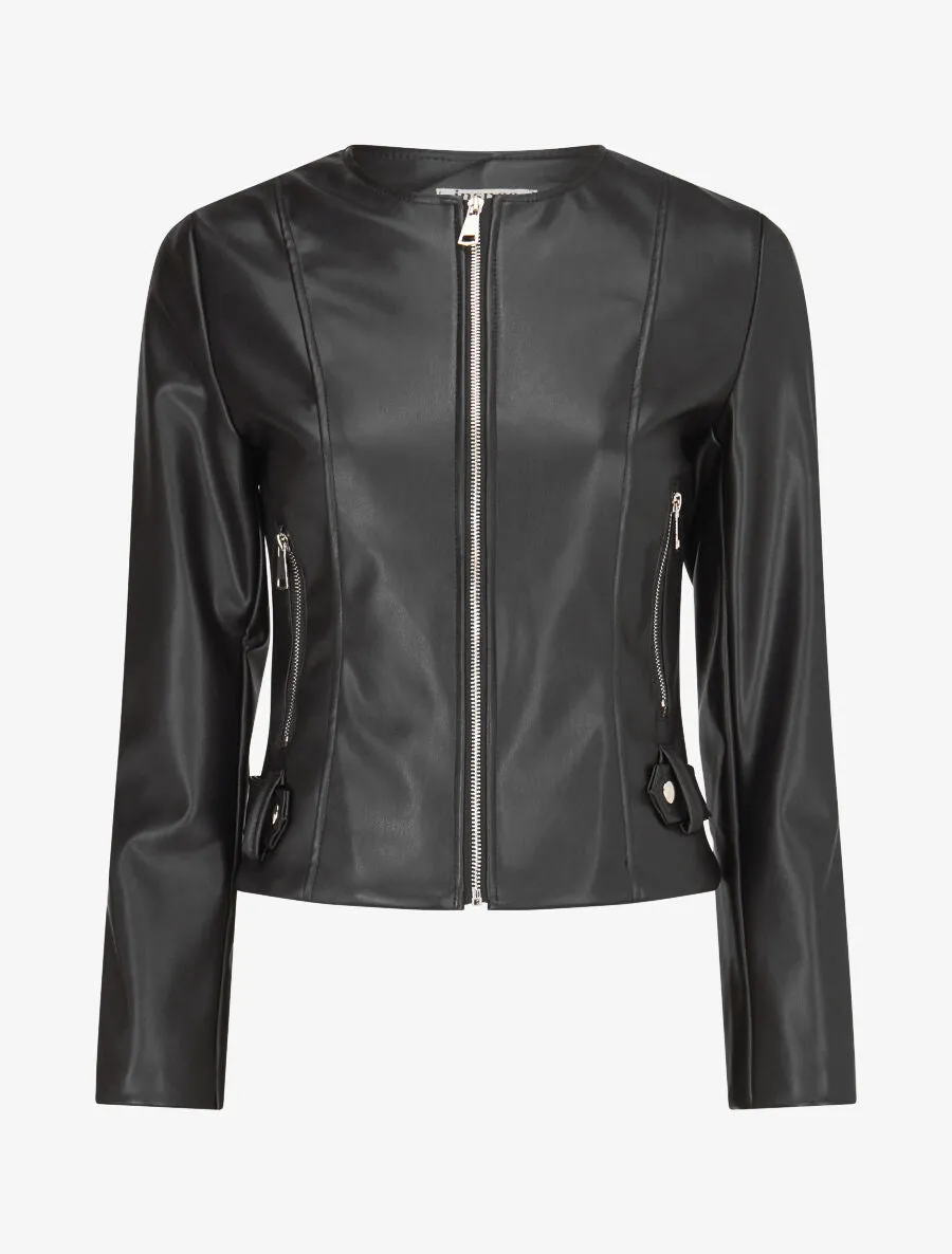 Veste moulante en simili - Noir